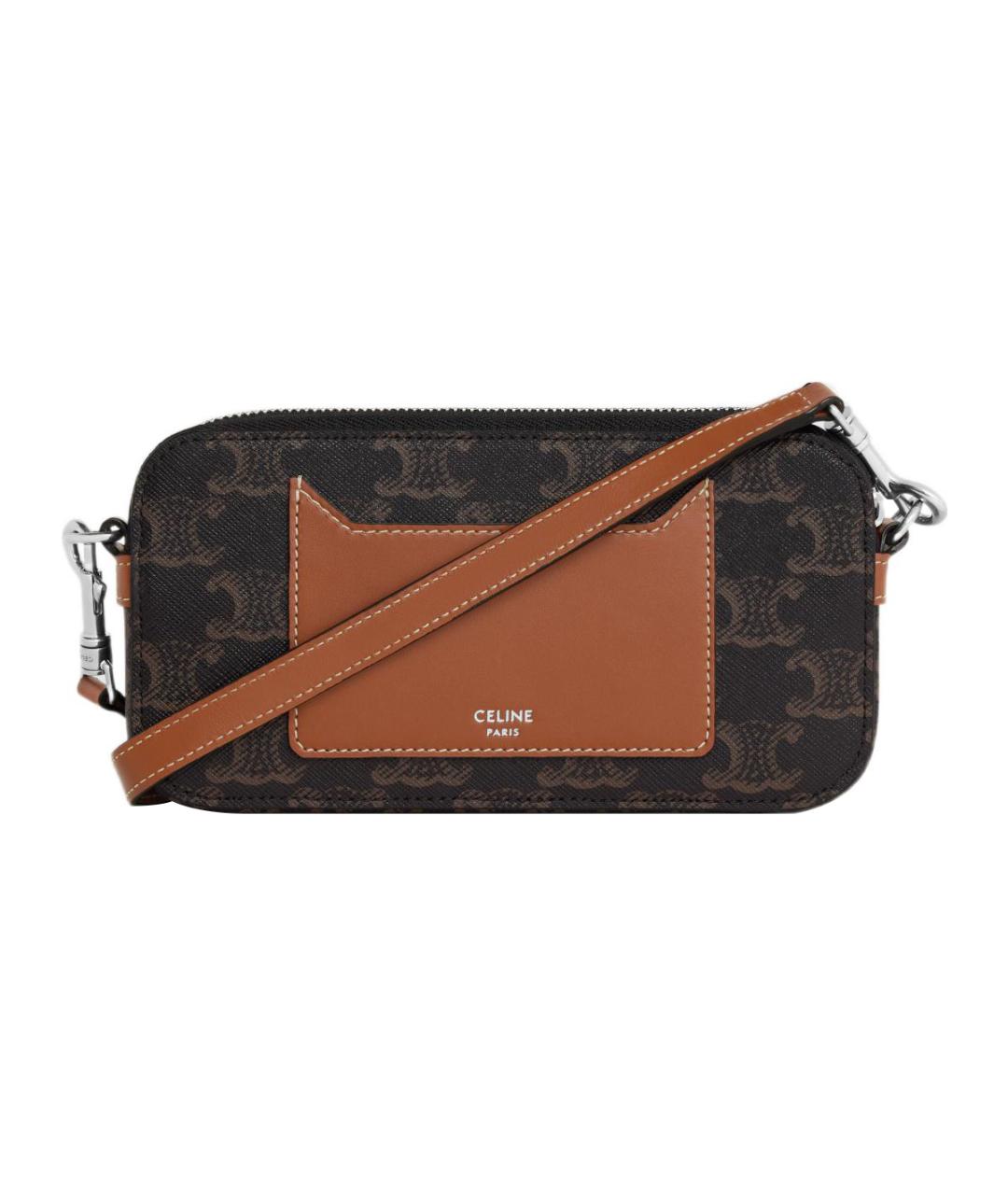 CELINE Коричневая кожаная сумка на плечо, фото 2