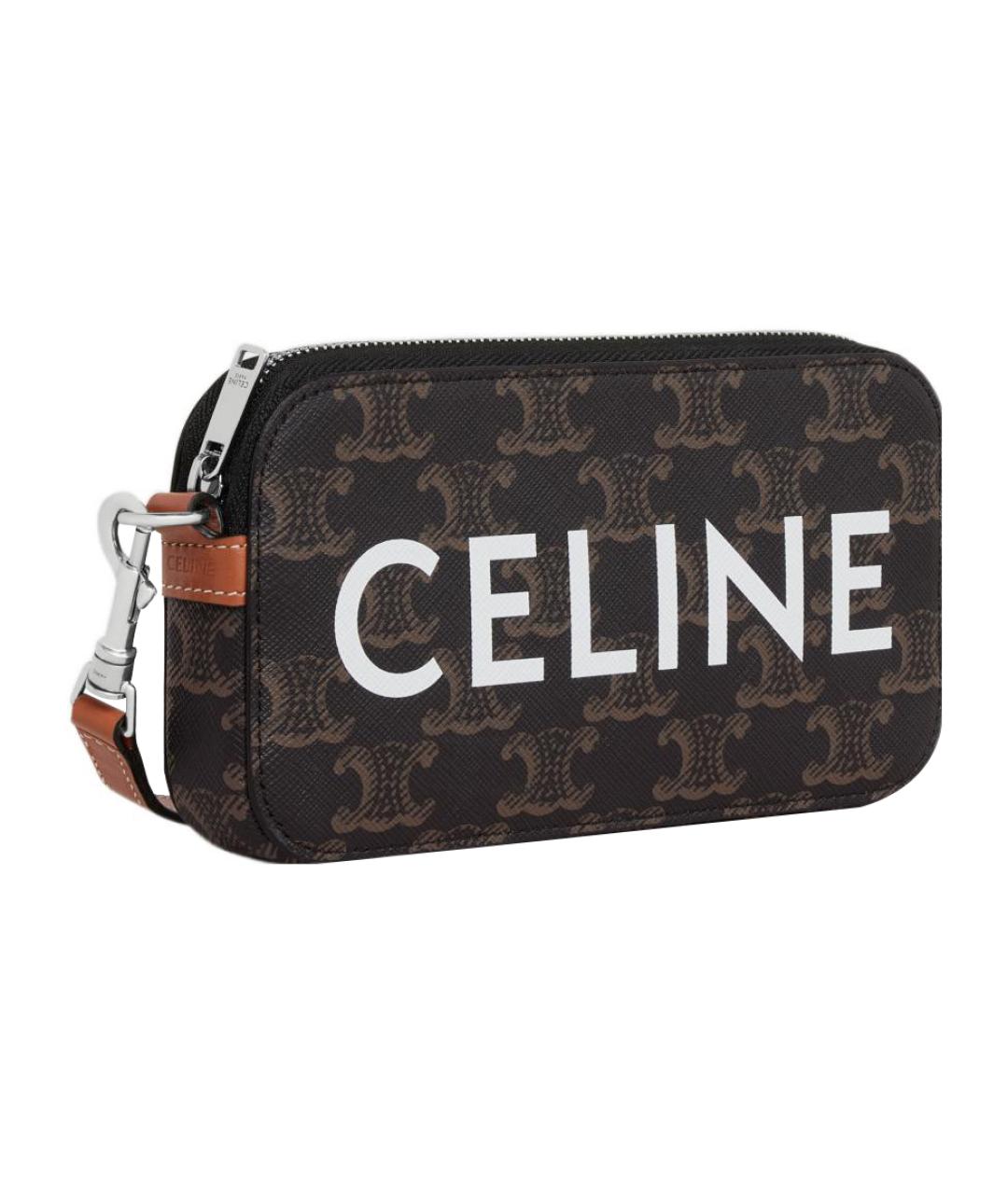 CELINE Коричневая кожаная сумка на плечо, фото 3