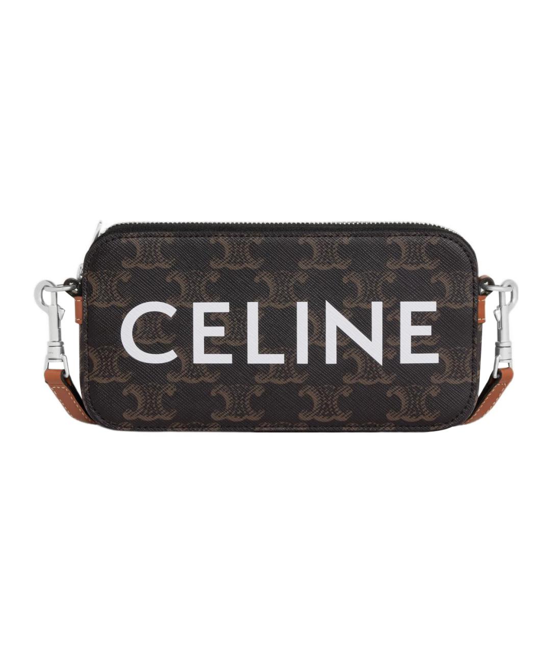 CELINE Коричневая кожаная сумка на плечо, фото 1