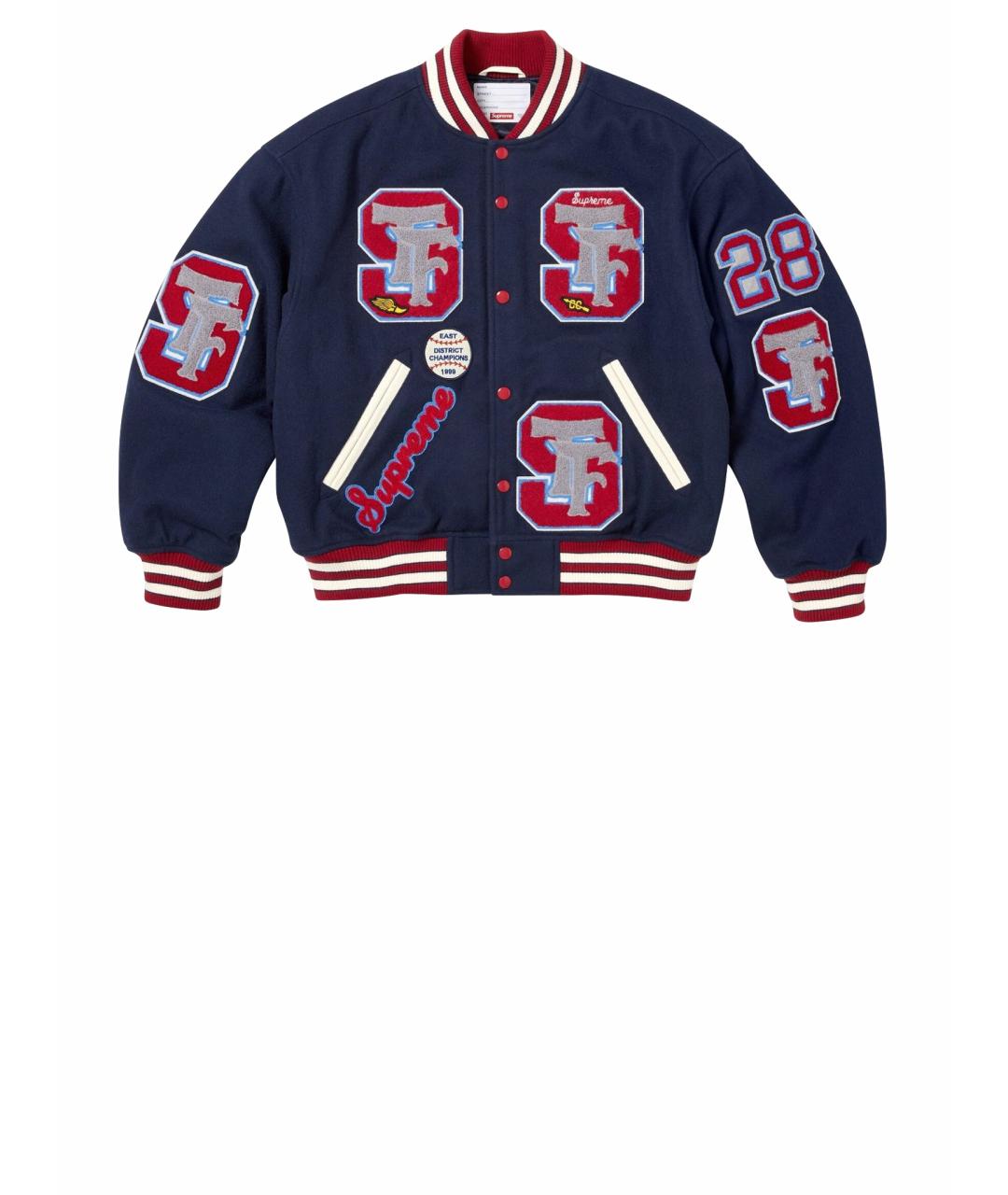 SUPREME Темно-синяя шерстяная куртка, фото 1