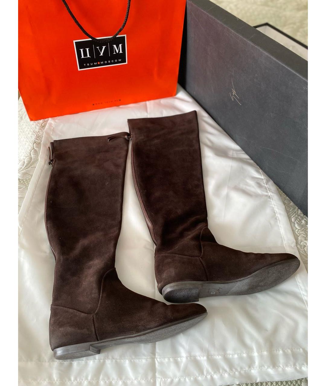 GIUSEPPE ZANOTTI DESIGN Коричневые замшевые сапоги, фото 8