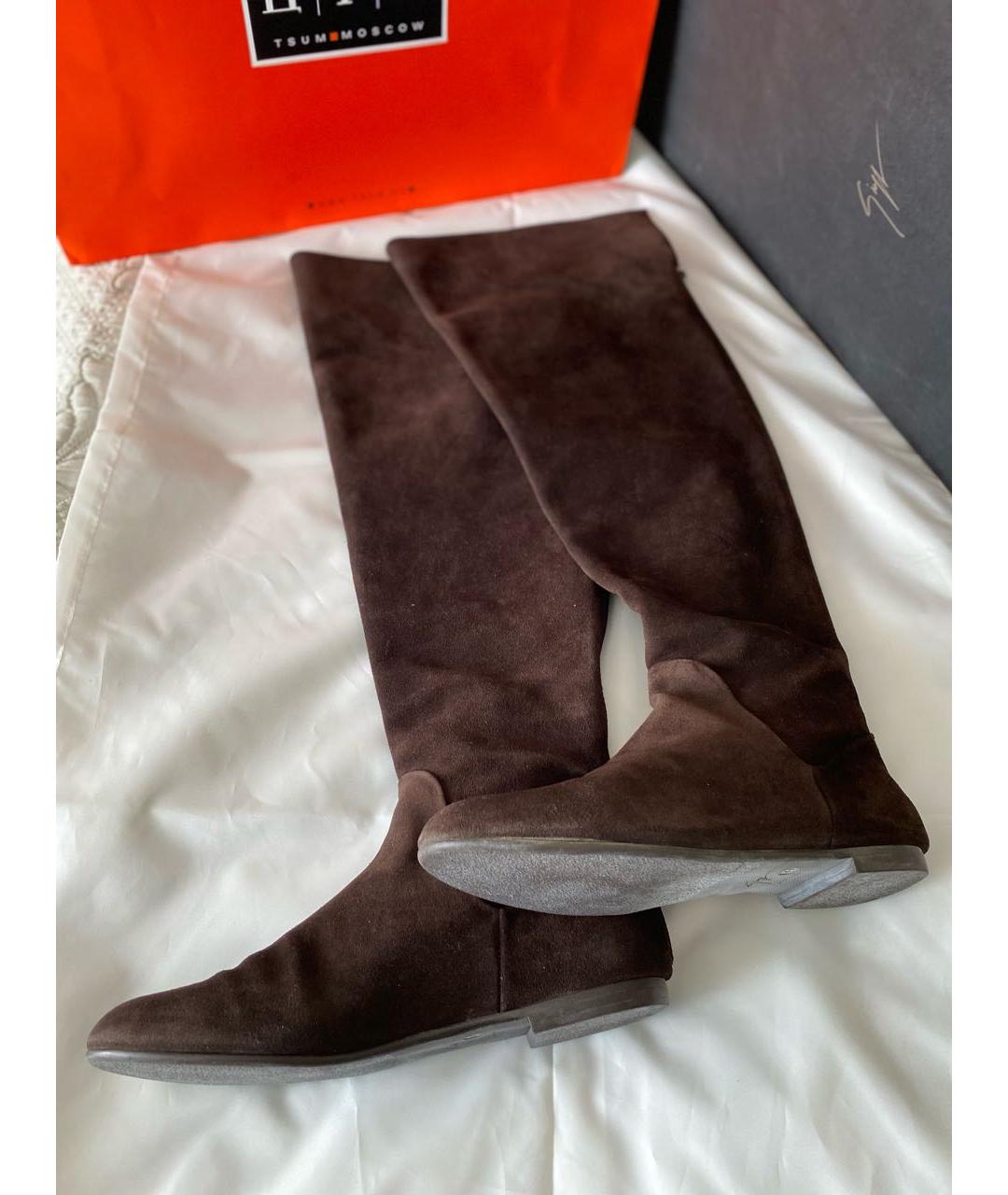 GIUSEPPE ZANOTTI DESIGN Коричневые замшевые сапоги, фото 7