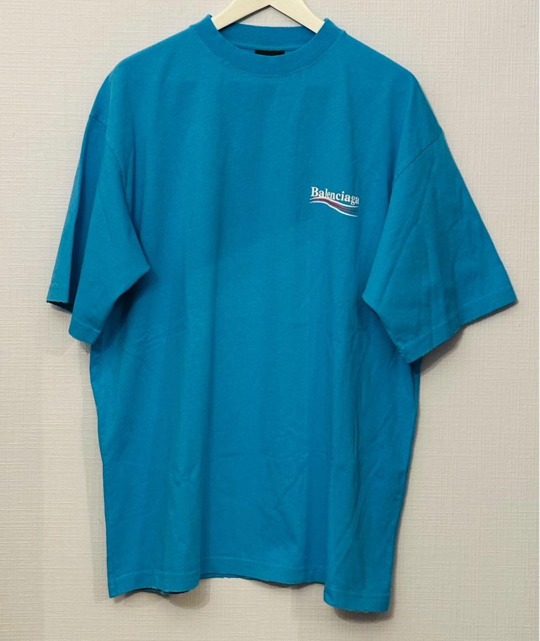 BALENCIAGA Голубая хлопковая футболка, фото 7