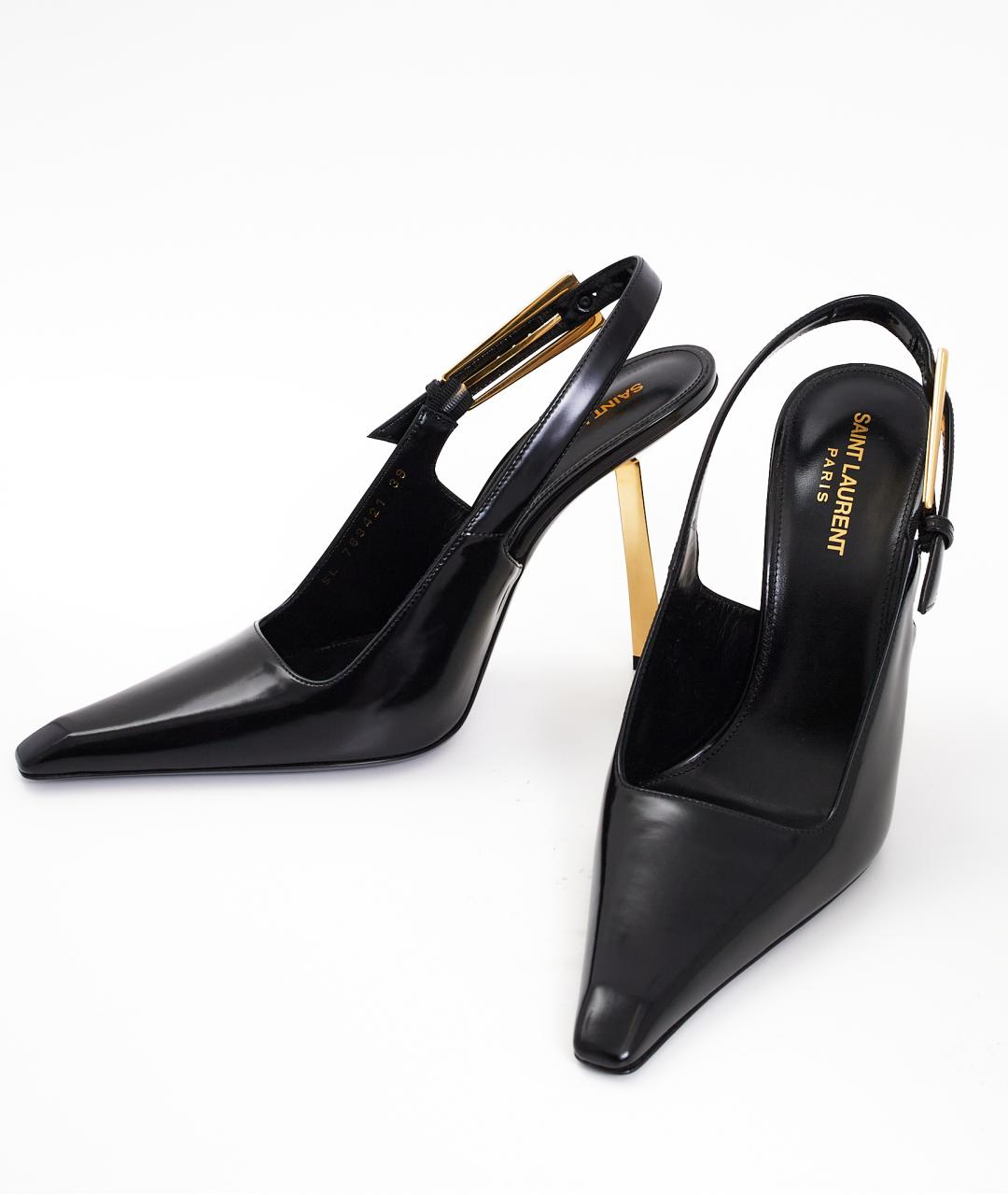 SAINT LAURENT Черные туфли из лакированной кожи, фото 5