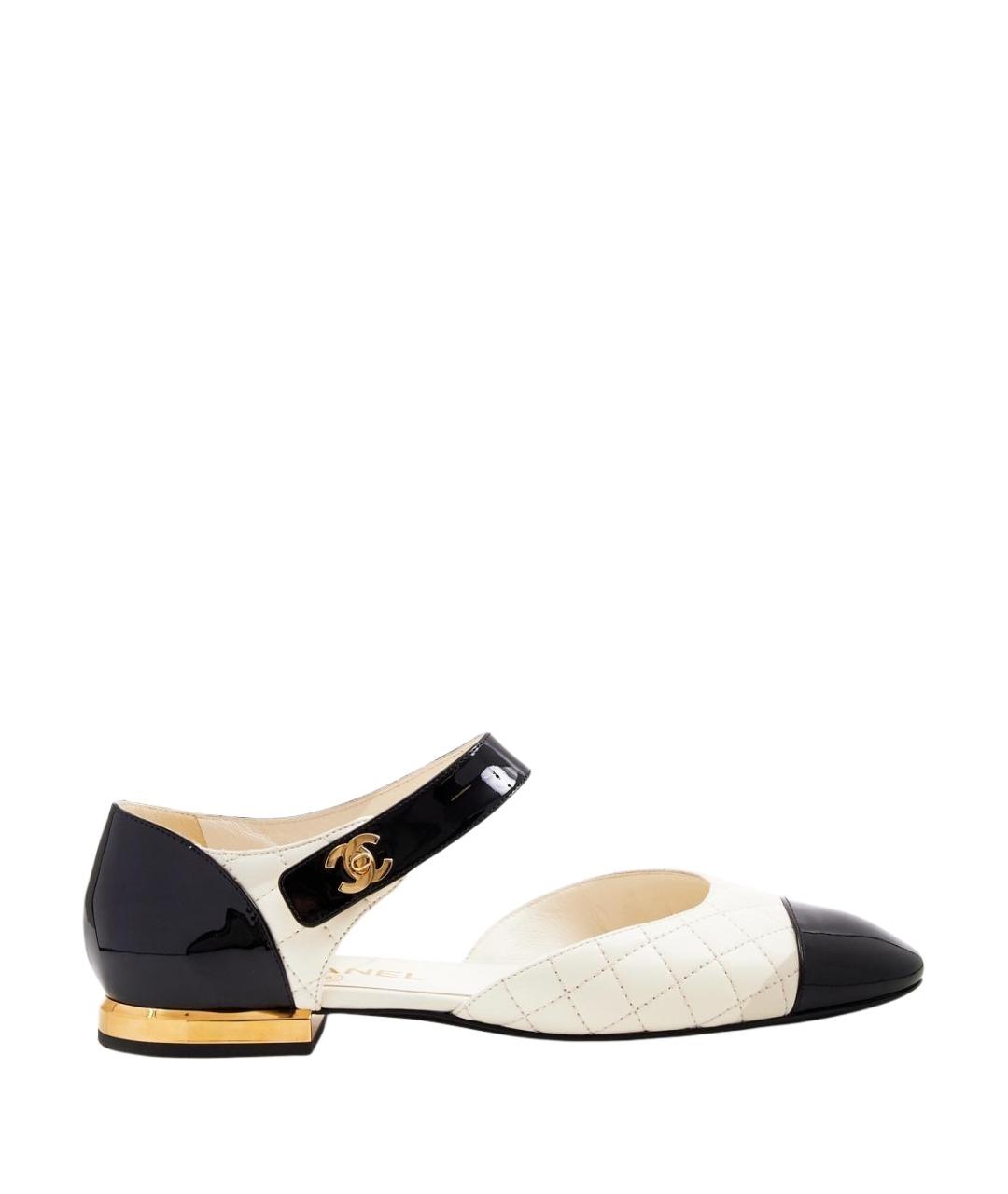 CHANEL Белые кожаные балетки, фото 1