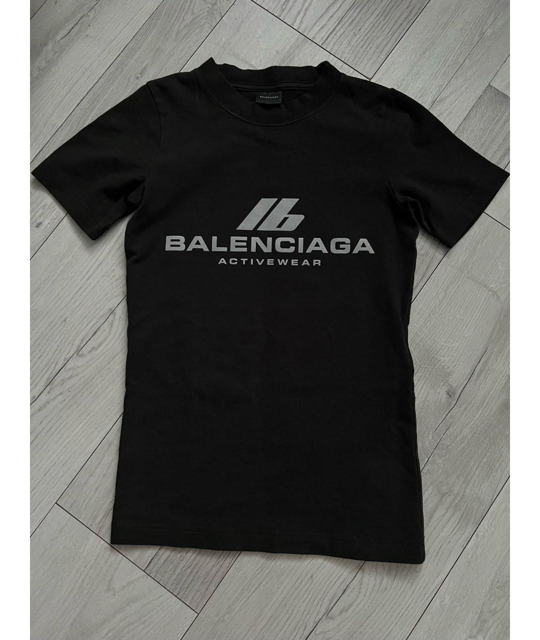 BALENCIAGA Черная хлопко-эластановая футболка, фото 2