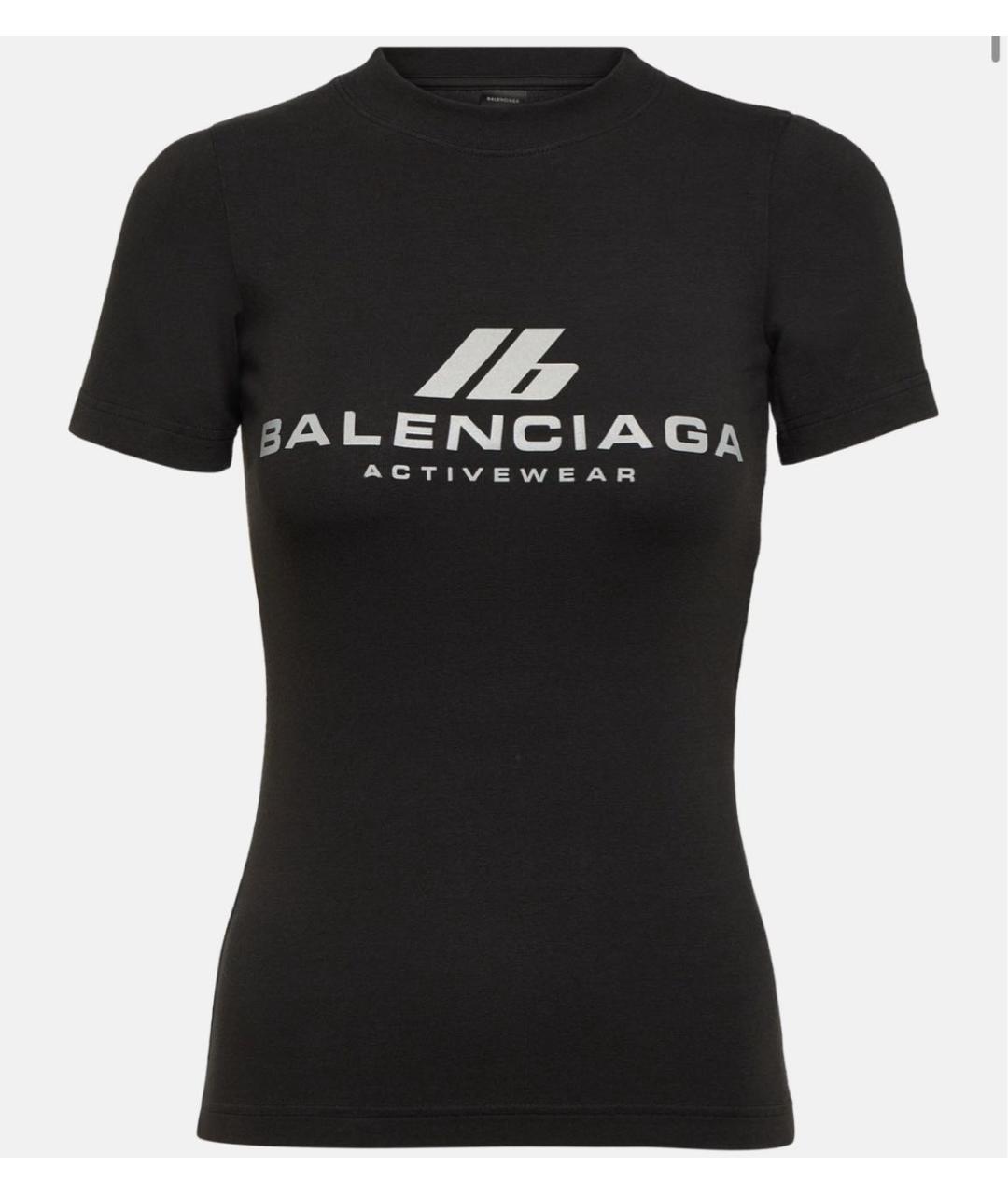 BALENCIAGA Черная хлопко-эластановая футболка, фото 5