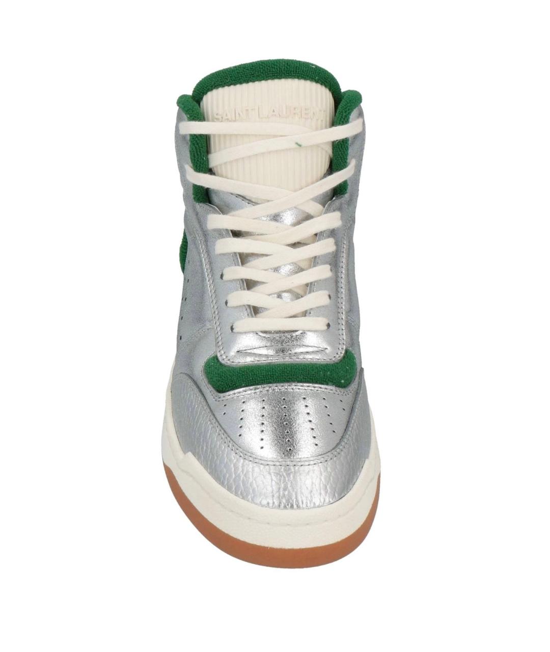 SAINT LAURENT Серебряные кожаные кроссовки, фото 3