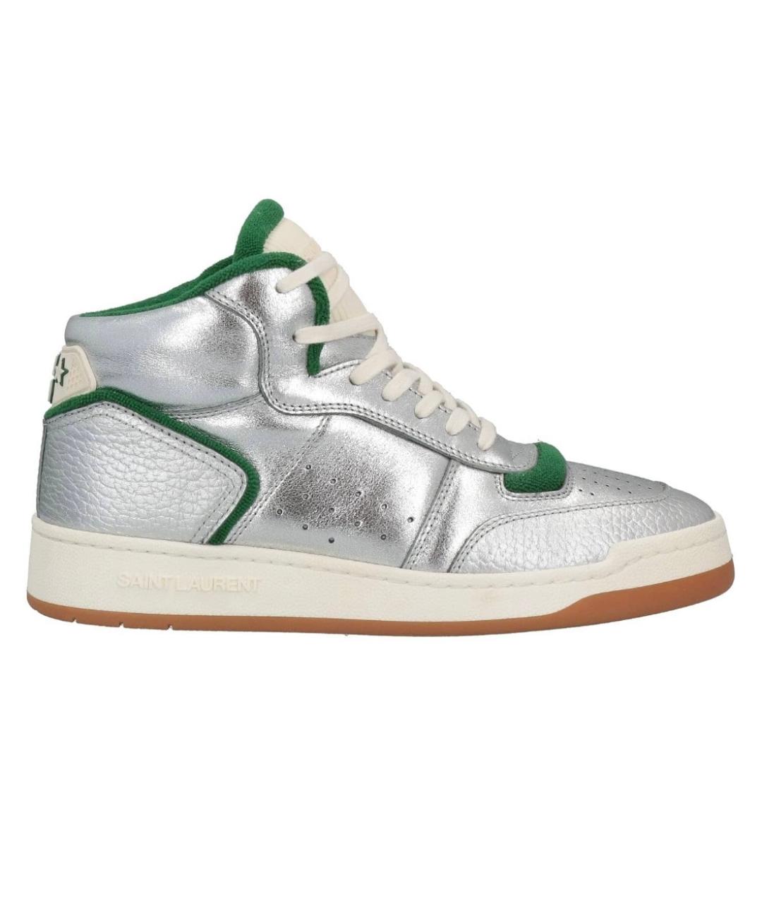 SAINT LAURENT Серебряные кожаные кроссовки, фото 1