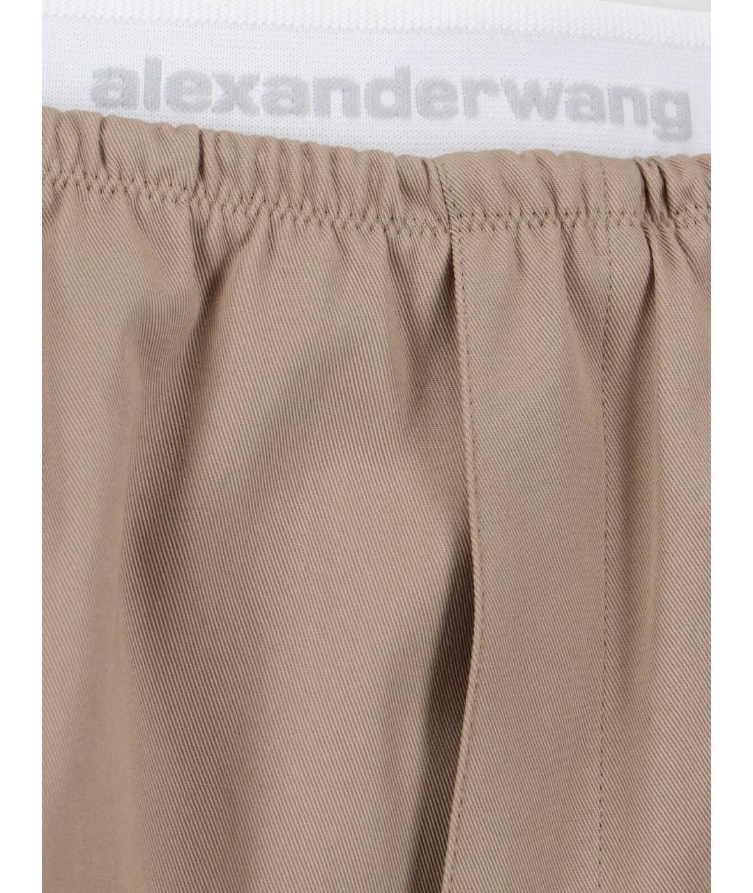 ALEXANDER WANG Бежевые хлопковые брюки широкие, фото 5