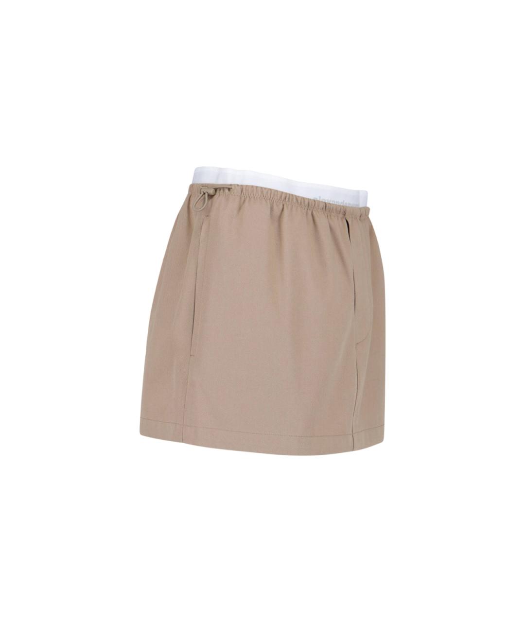 ALEXANDER WANG Бежевая хлопковая юбка мини, фото 3