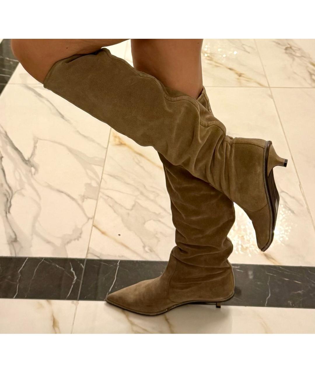 BRUNELLO CUCINELLI Бежевые замшевые сапоги, фото 5