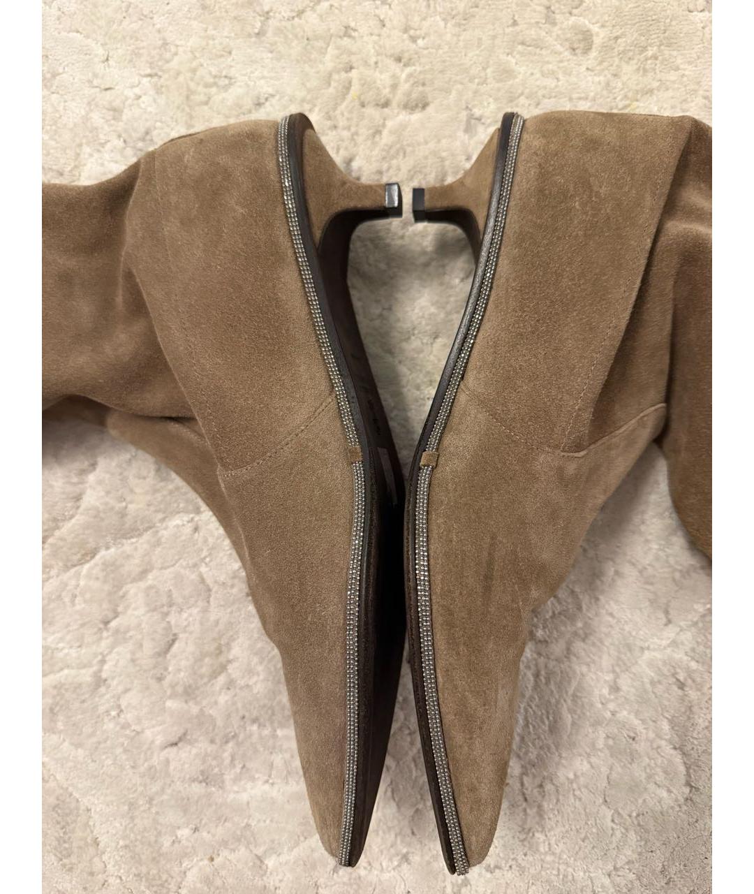 BRUNELLO CUCINELLI Бежевые замшевые сапоги, фото 7