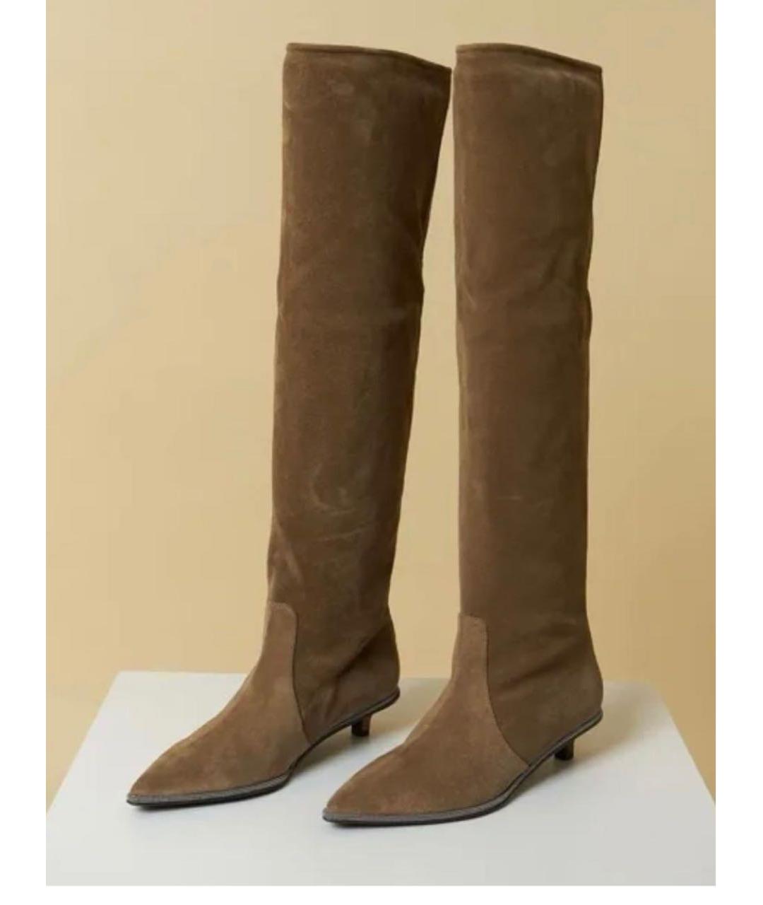 BRUNELLO CUCINELLI Бежевые замшевые сапоги, фото 2