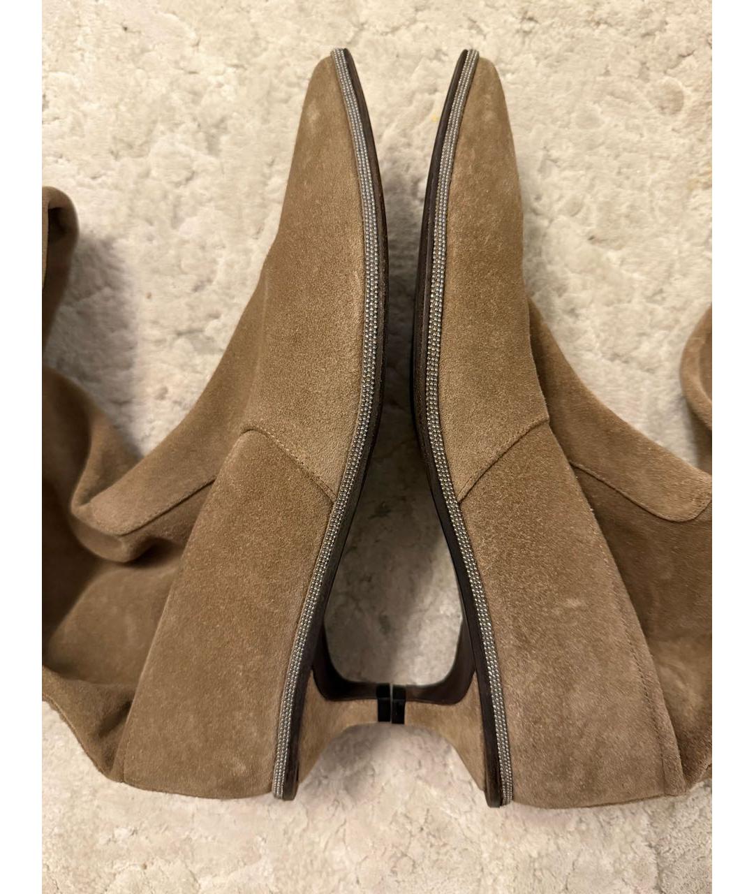 BRUNELLO CUCINELLI Бежевые замшевые сапоги, фото 6