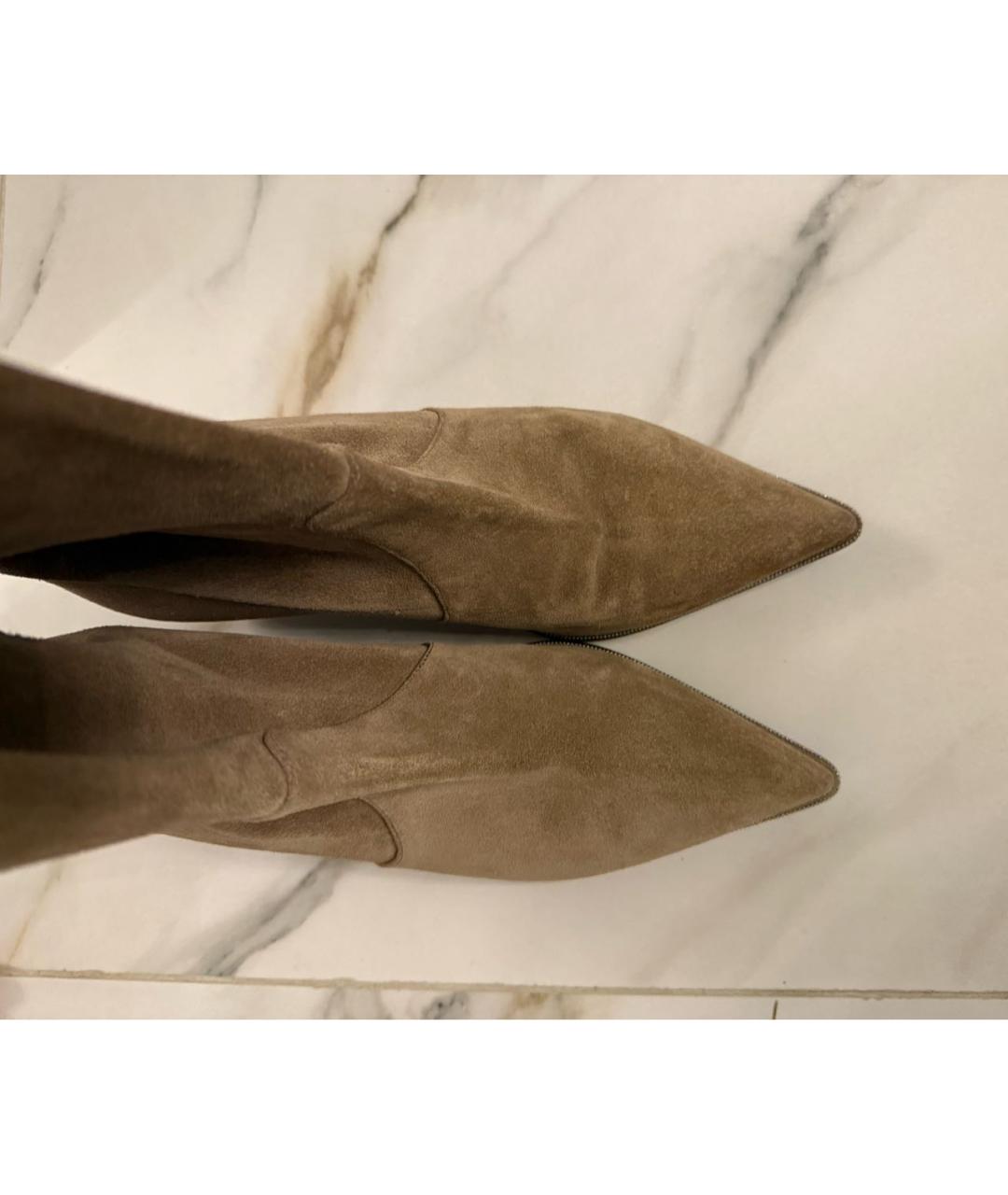 BRUNELLO CUCINELLI Бежевые замшевые сапоги, фото 3