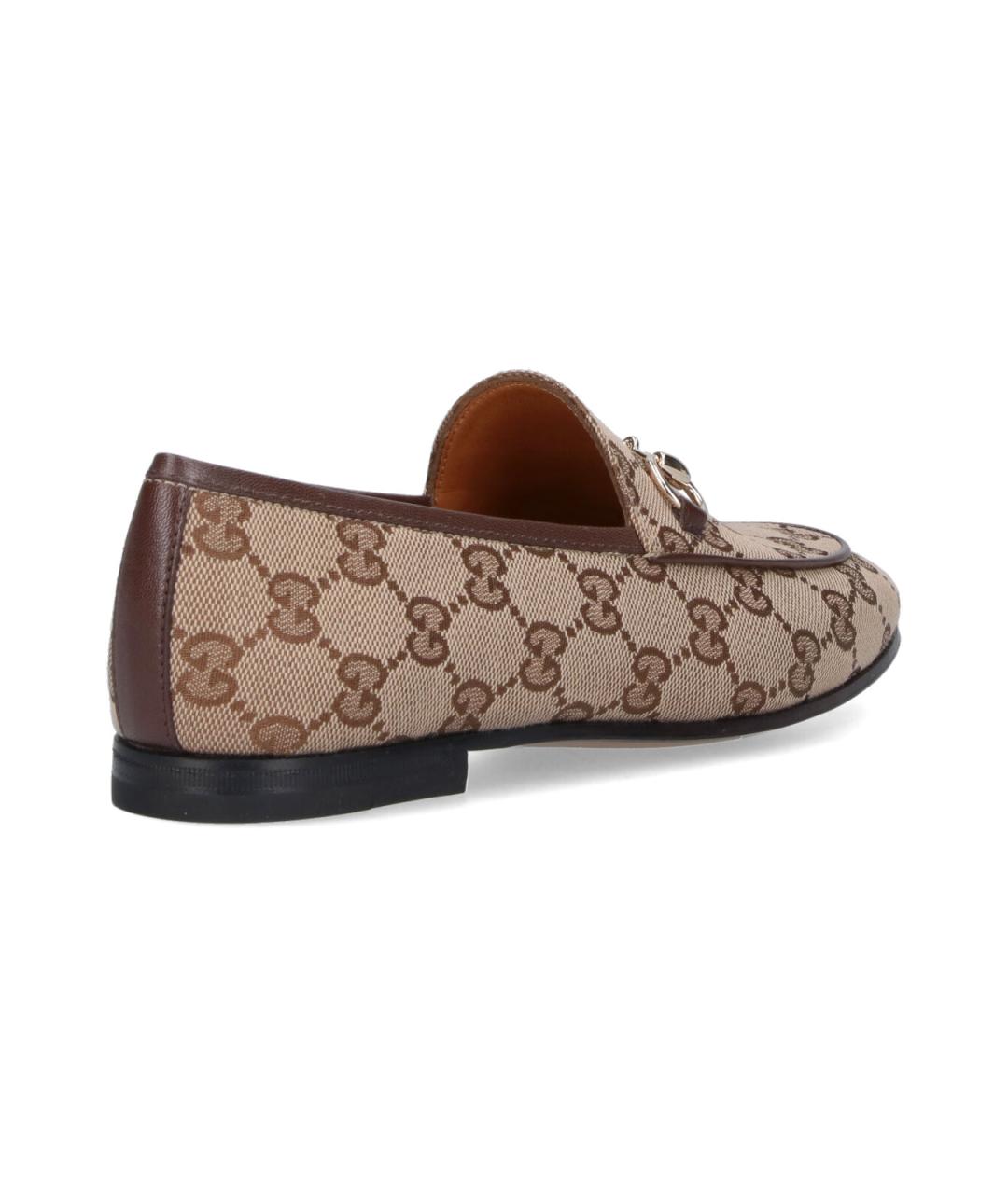 GUCCI Бежевые текстильные лоферы, фото 4