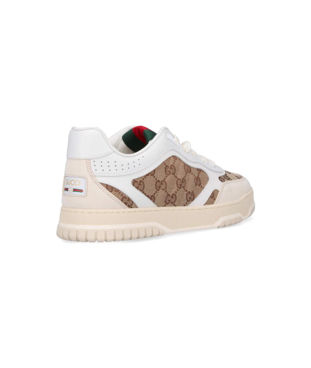 GUCCI Белые кожаные низкие кроссовки / кеды, фото 4