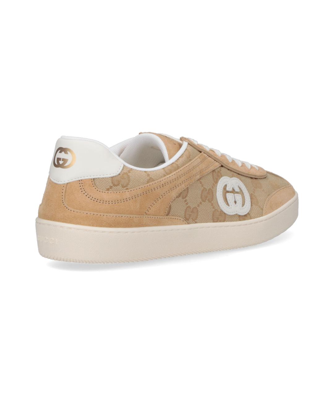GUCCI Бежевые кожаные кеды, фото 4