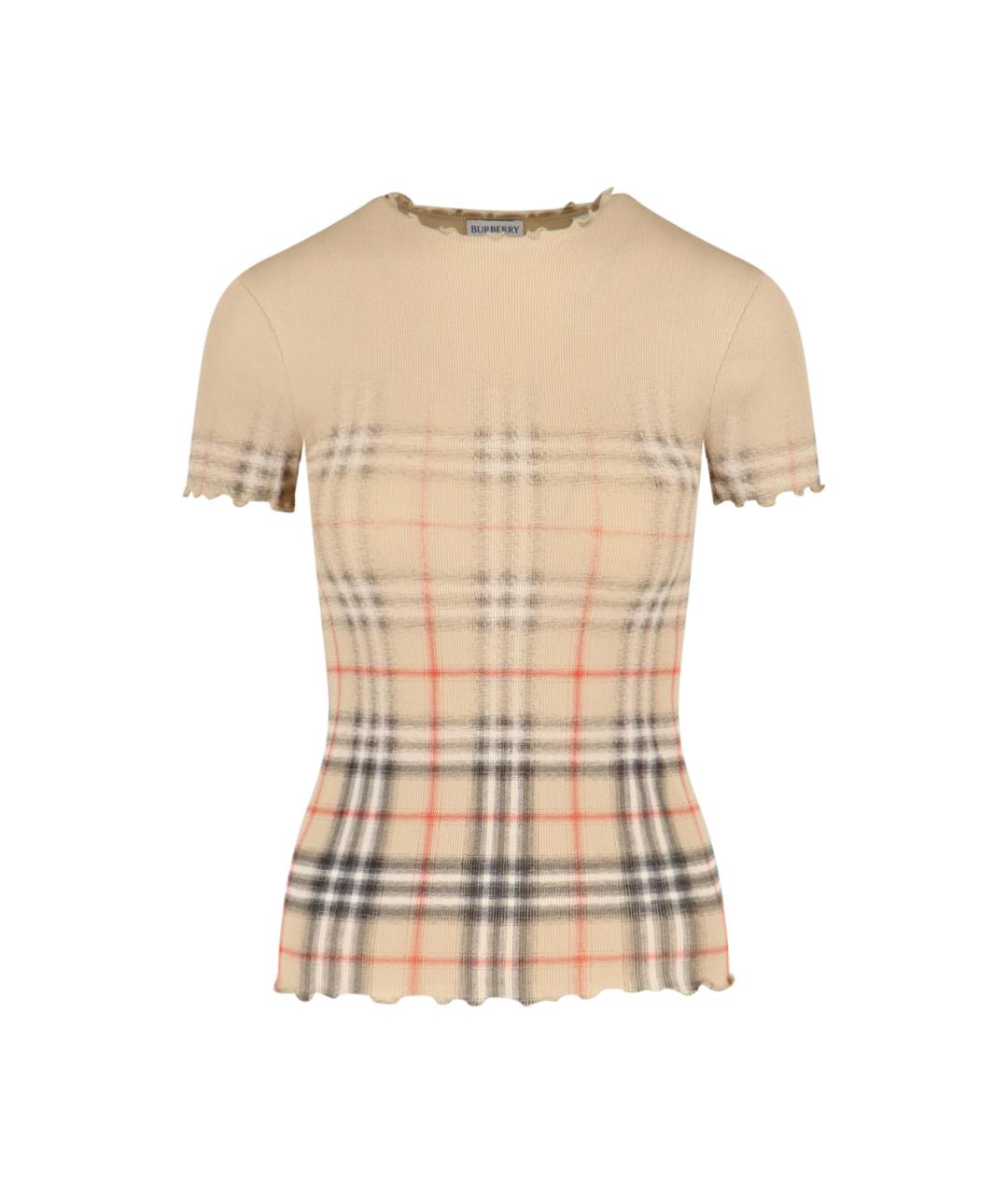 BURBERRY Бежевая хлопковая футболка, фото 1