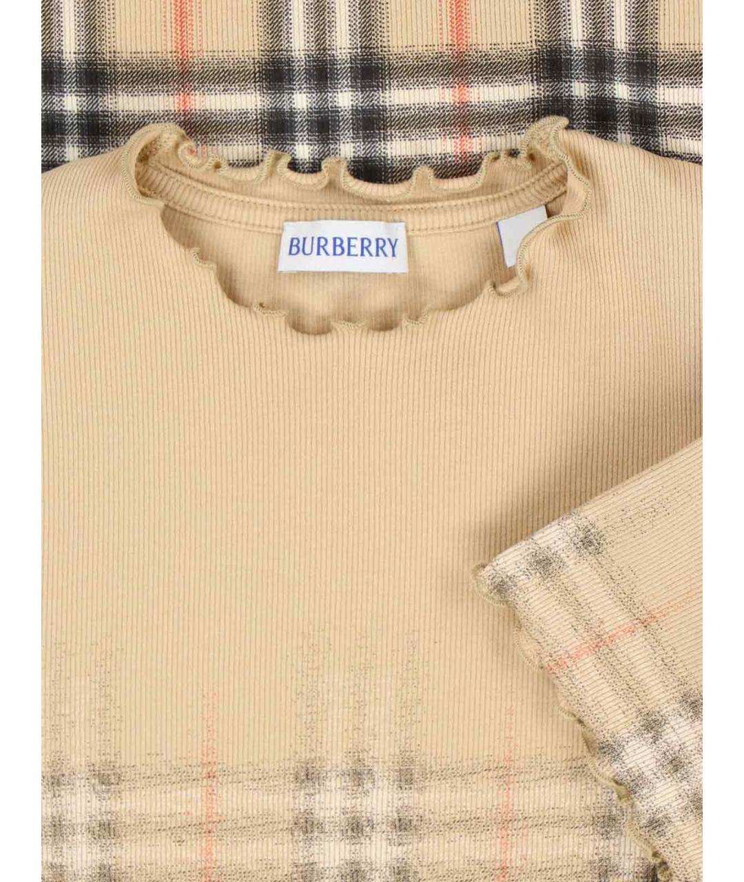 BURBERRY Бежевая хлопковая футболка, фото 3