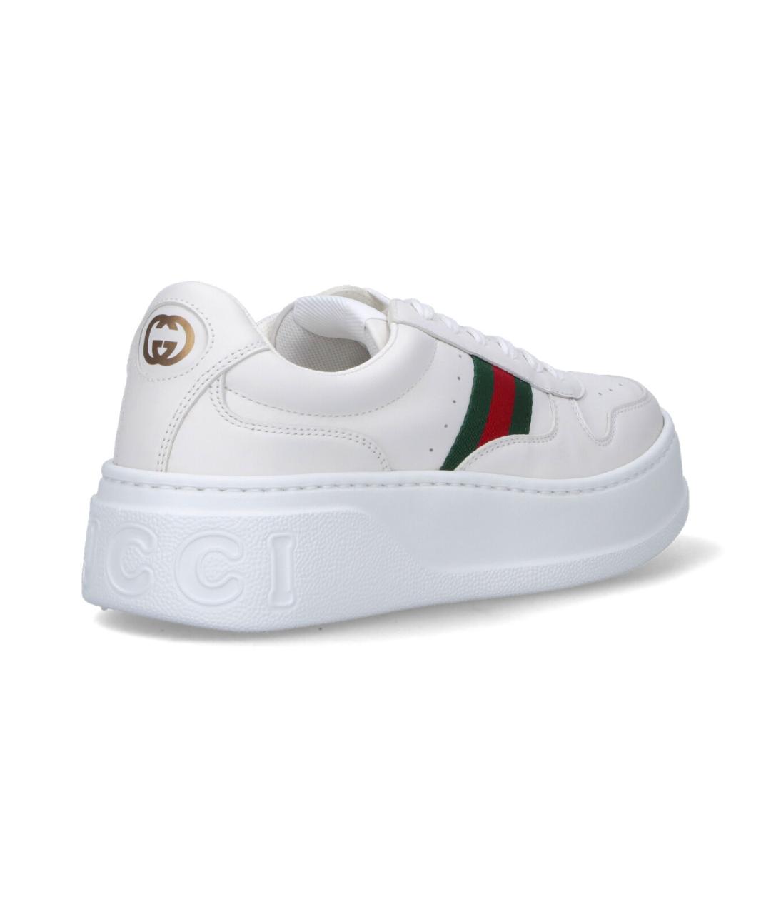 GUCCI Белые кожаные кроссовки, фото 4