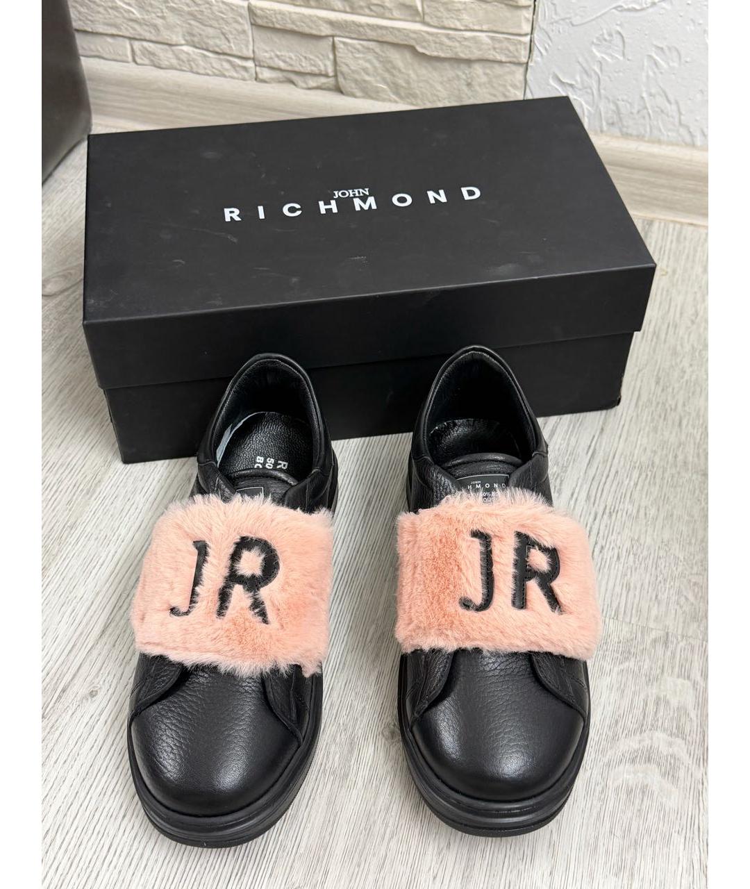 JOHN RICHMOND Черные кожаные кеды, фото 2