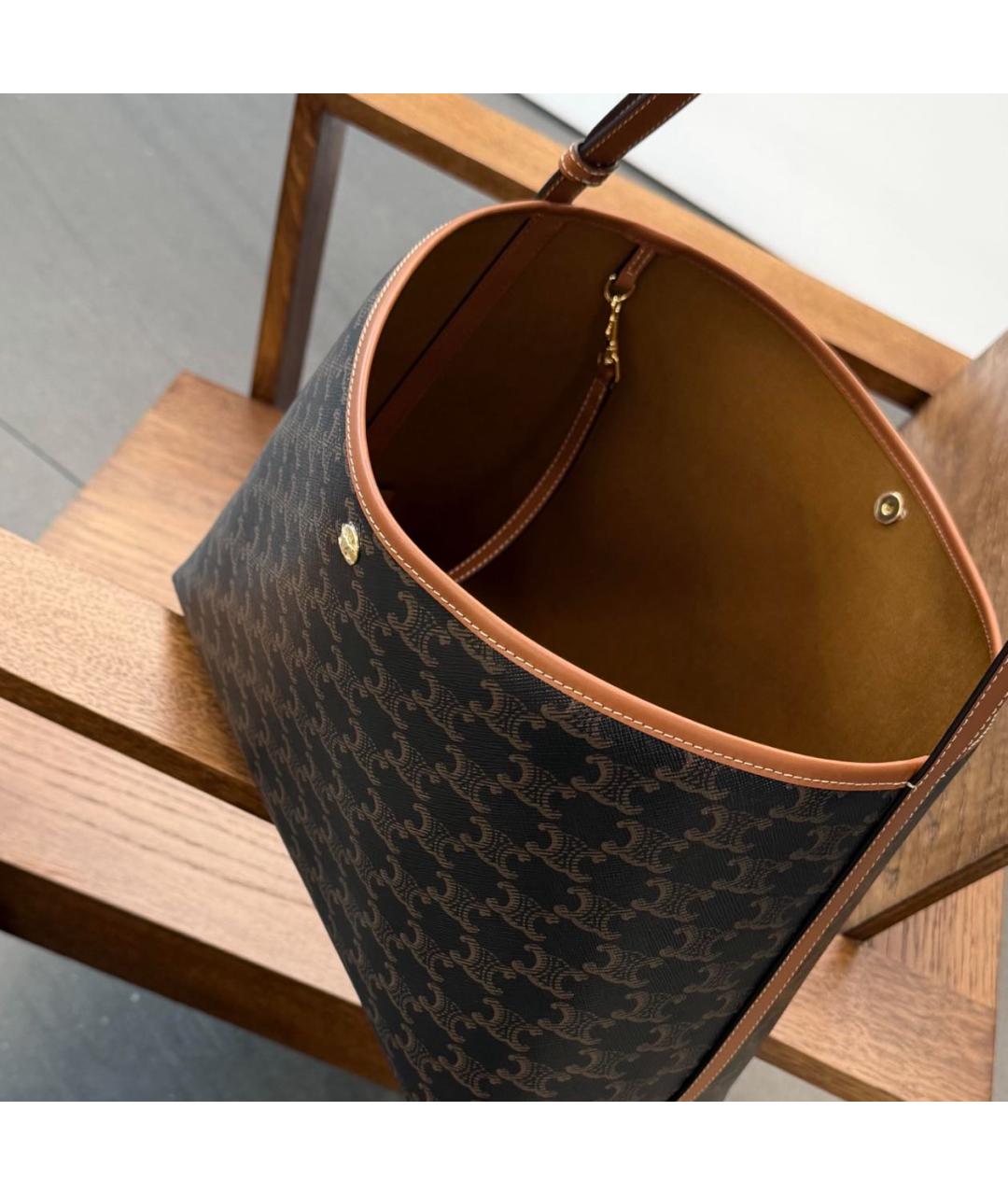 CELINE Коричневая кожаная сумка через плечо, фото 7