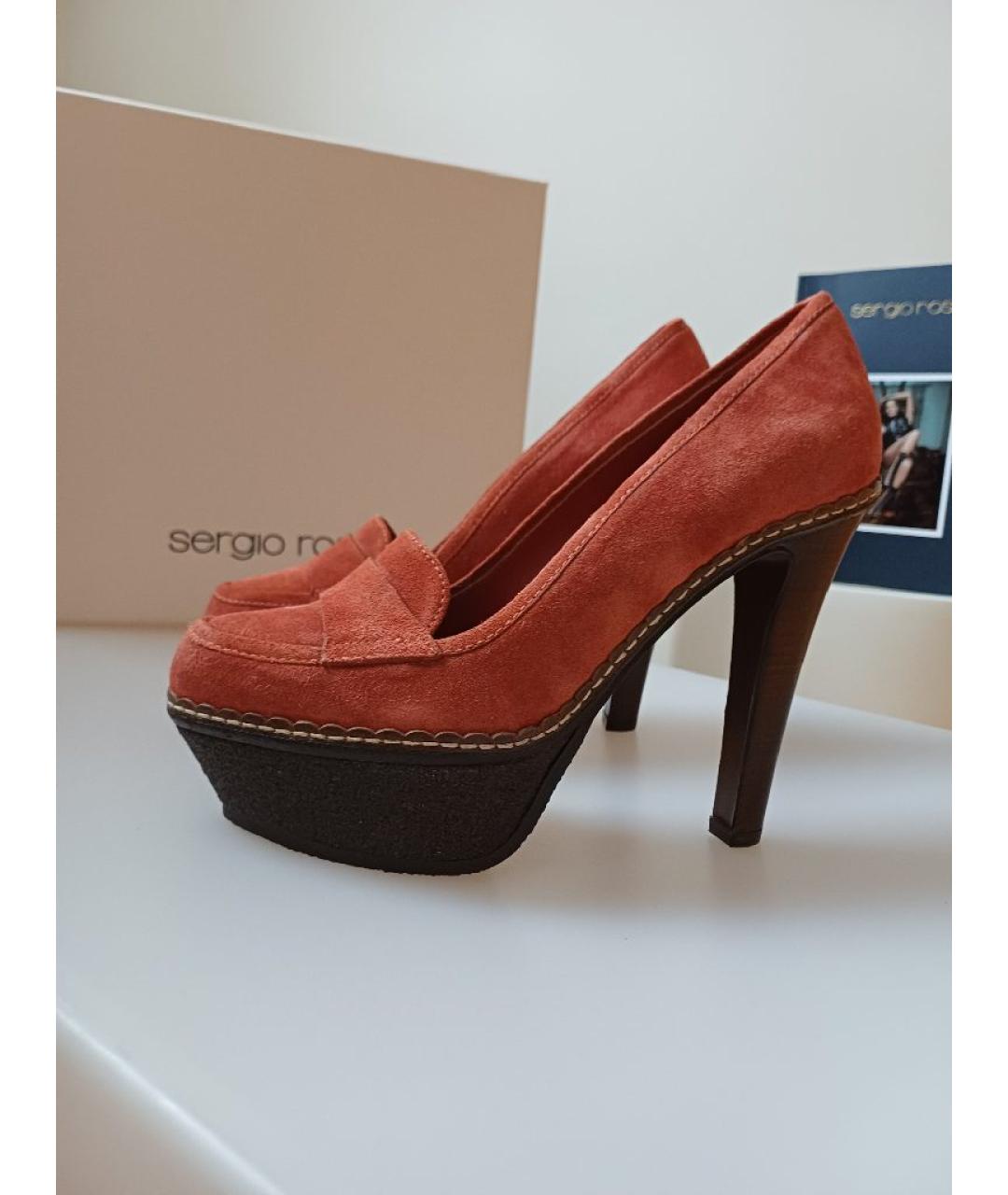SERGIO ROSSI Оранжевое замшевые туфли, фото 7