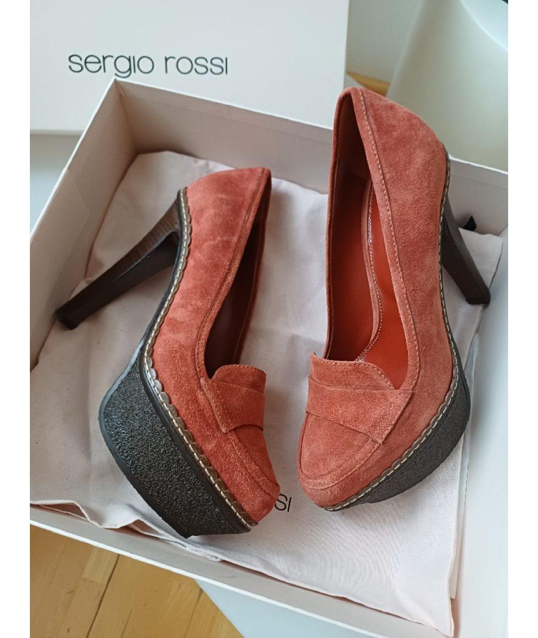 SERGIO ROSSI Оранжевое замшевые туфли, фото 4