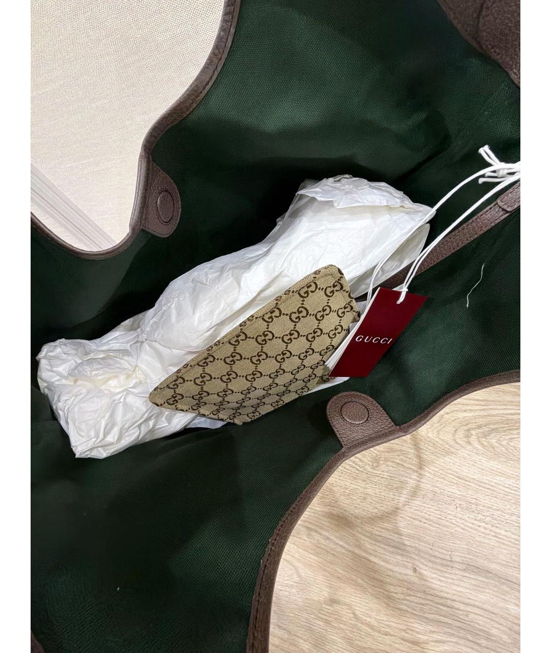 GUCCI Горчичная тканевая сумка тоут, фото 3