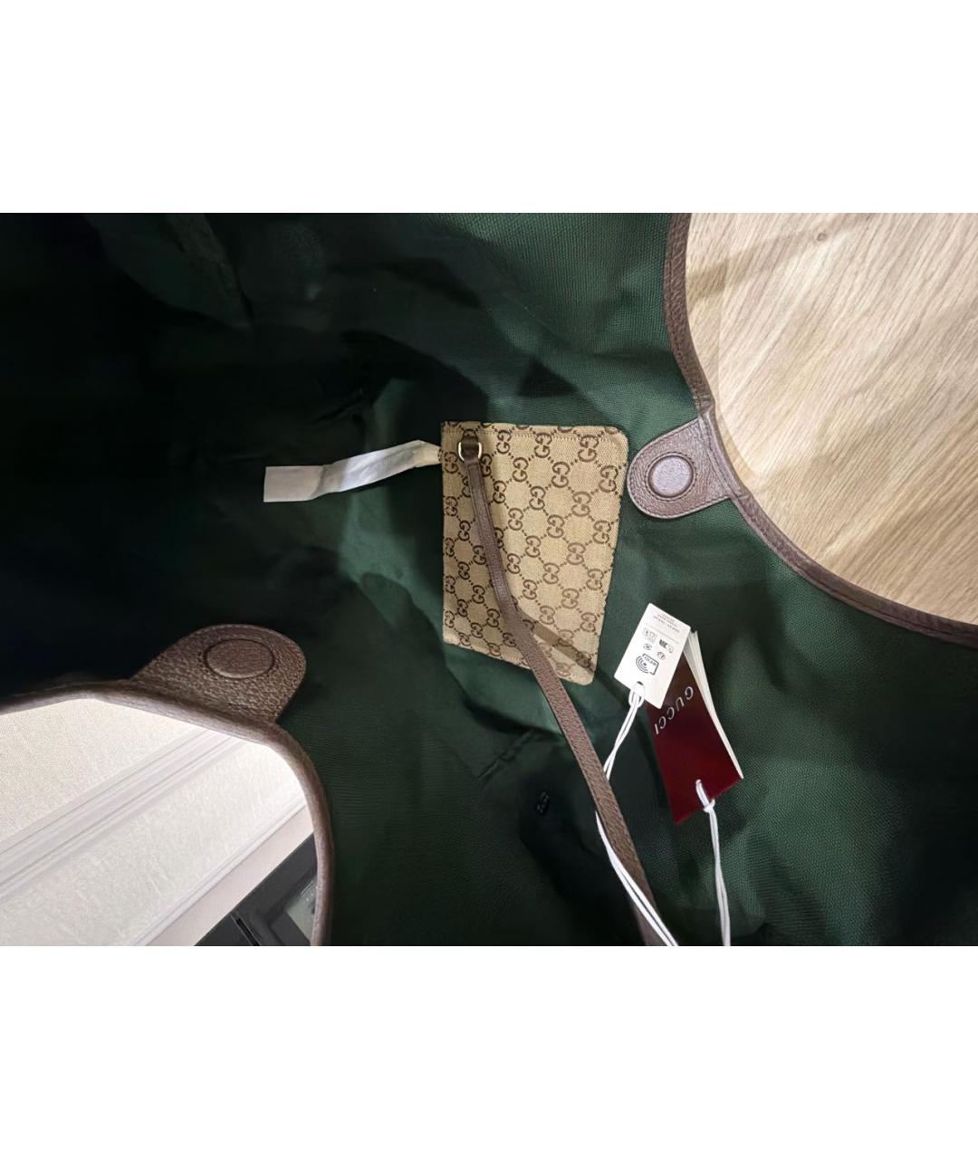 GUCCI Горчичная тканевая сумка тоут, фото 4