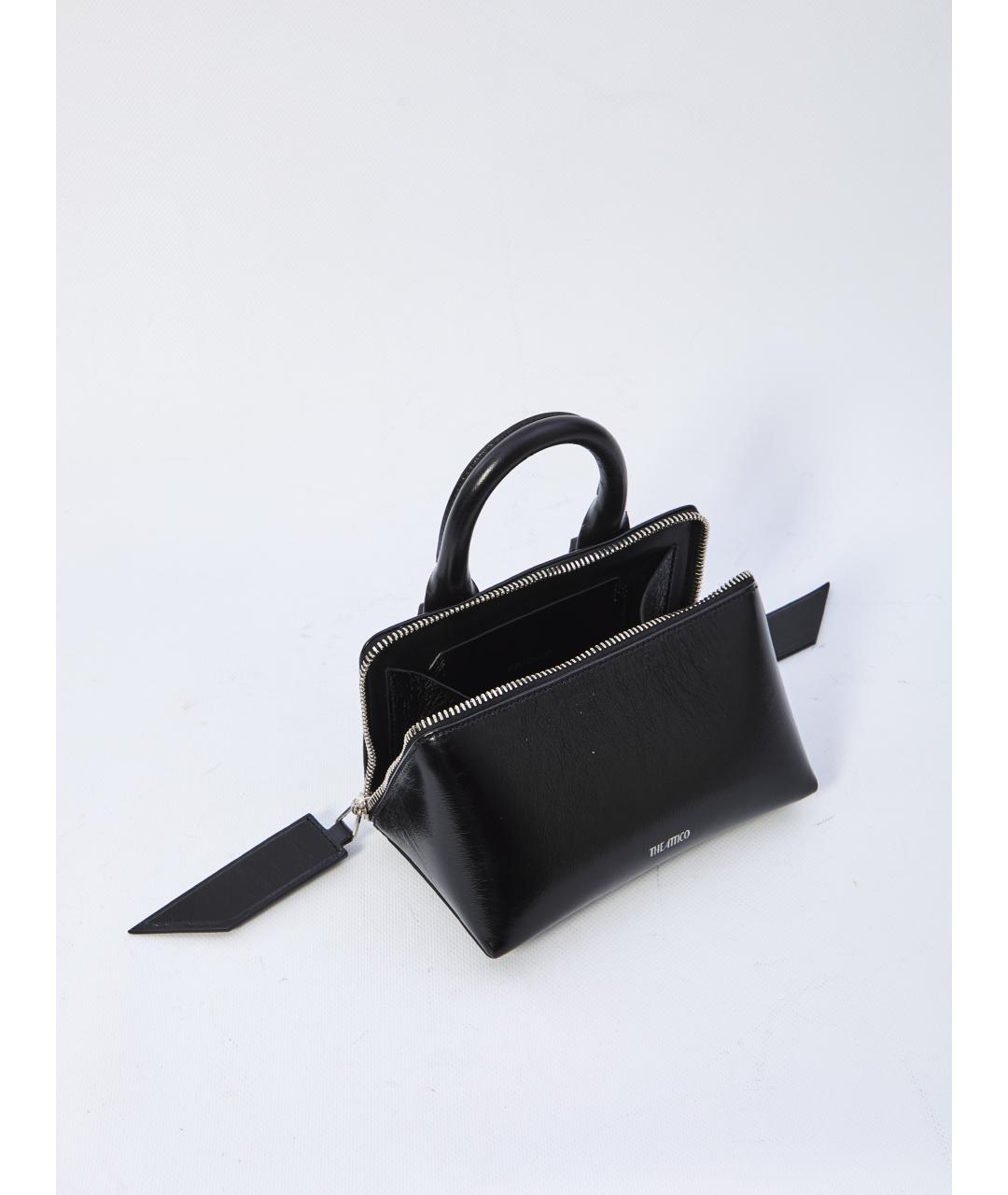 THE ATTICO Черная кожаная сумка с короткими ручками, фото 4