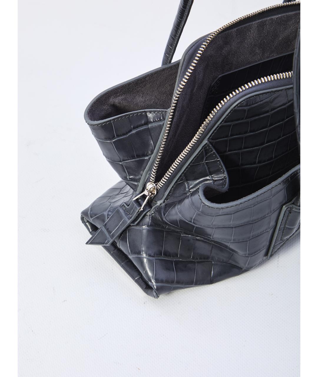 THE ATTICO Серая кожаная сумка через плечо, фото 4