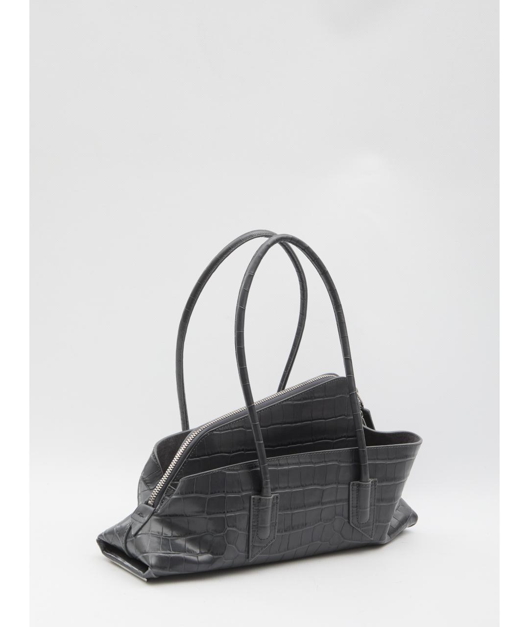 THE ATTICO Серая кожаная сумка через плечо, фото 2