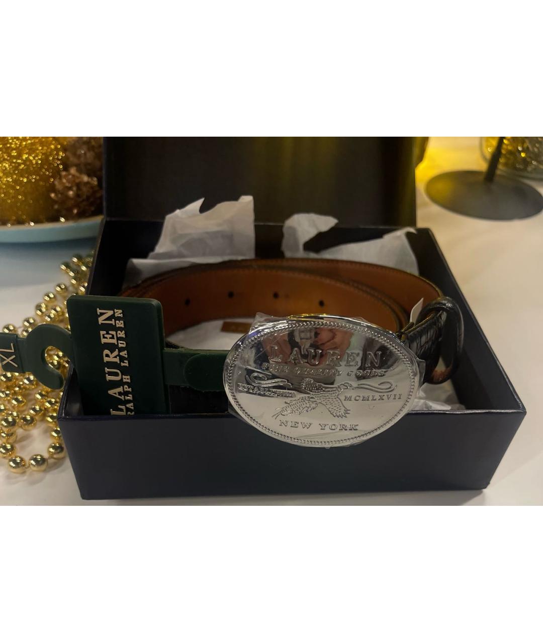 RALPH LAUREN Черный кожаный ремень, фото 2