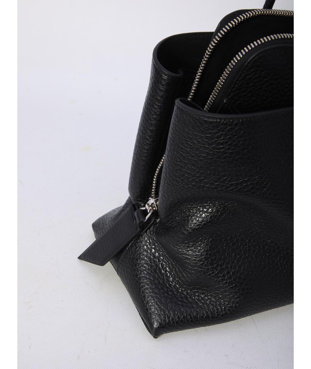 THE ATTICO Черная кожаная сумка тоут, фото 4