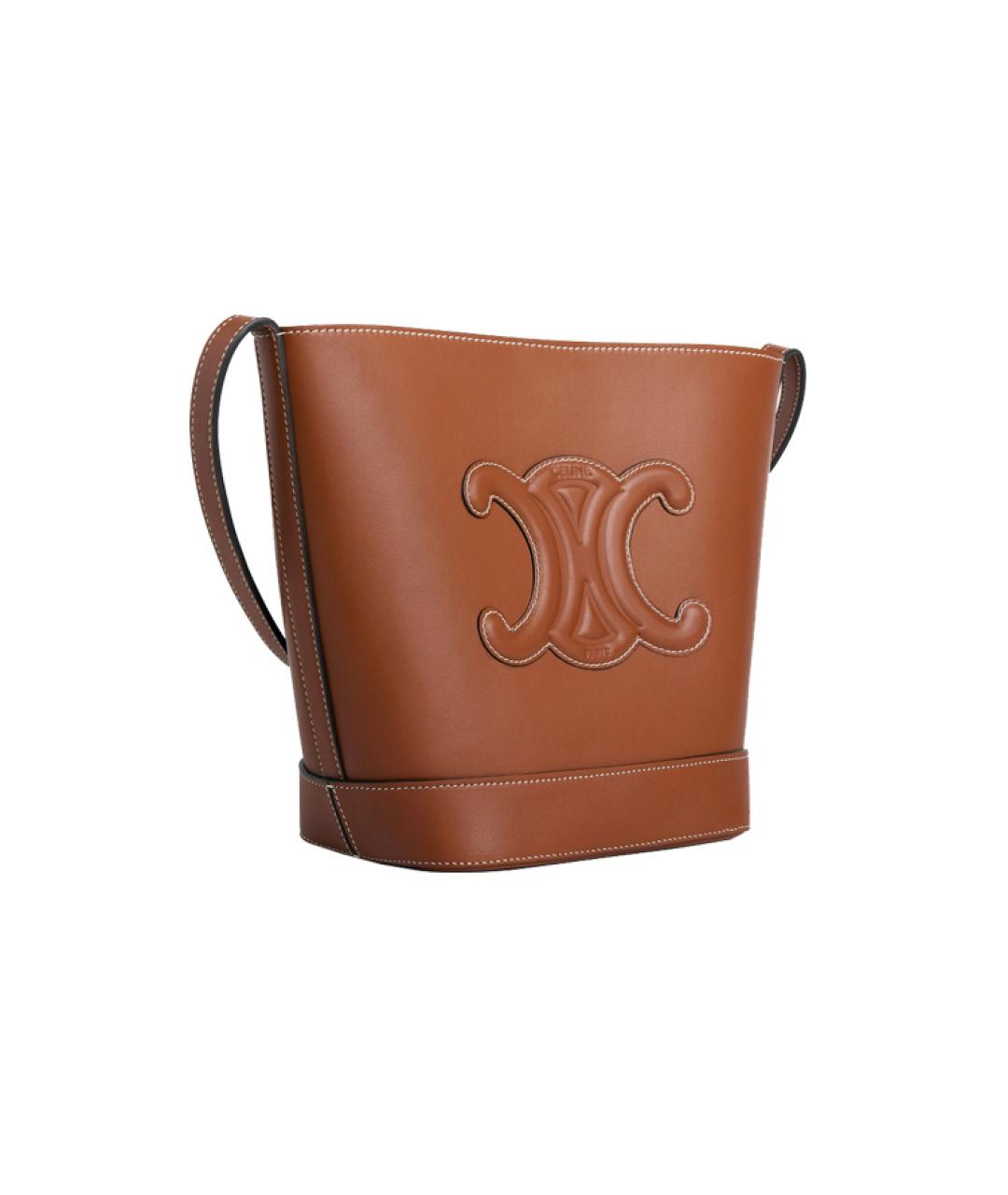 CELINE Коричневая кожаная сумка через плечо, фото 2