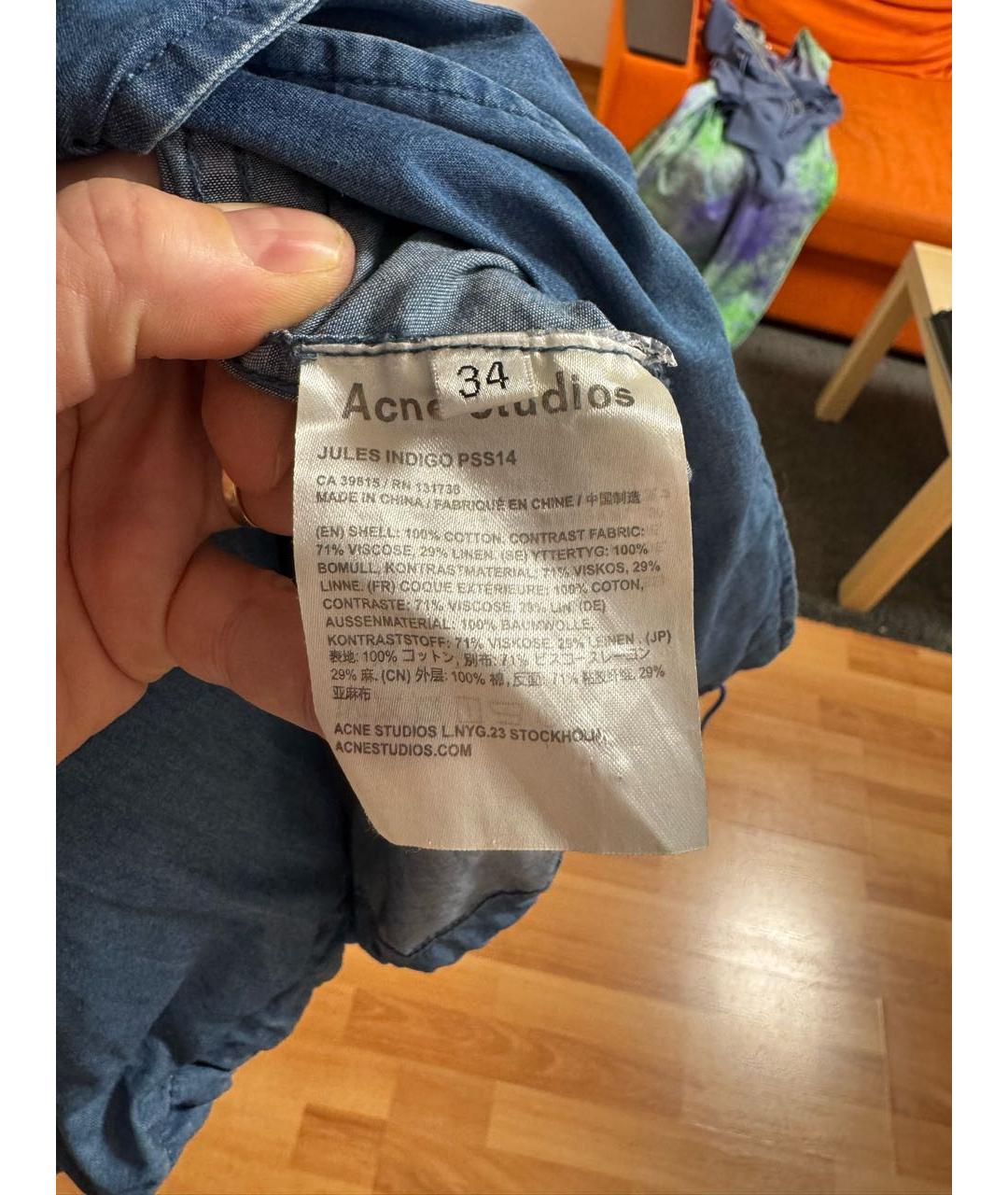 ACNE STUDIOS Голубой хлопковый тренч/плащ, фото 6