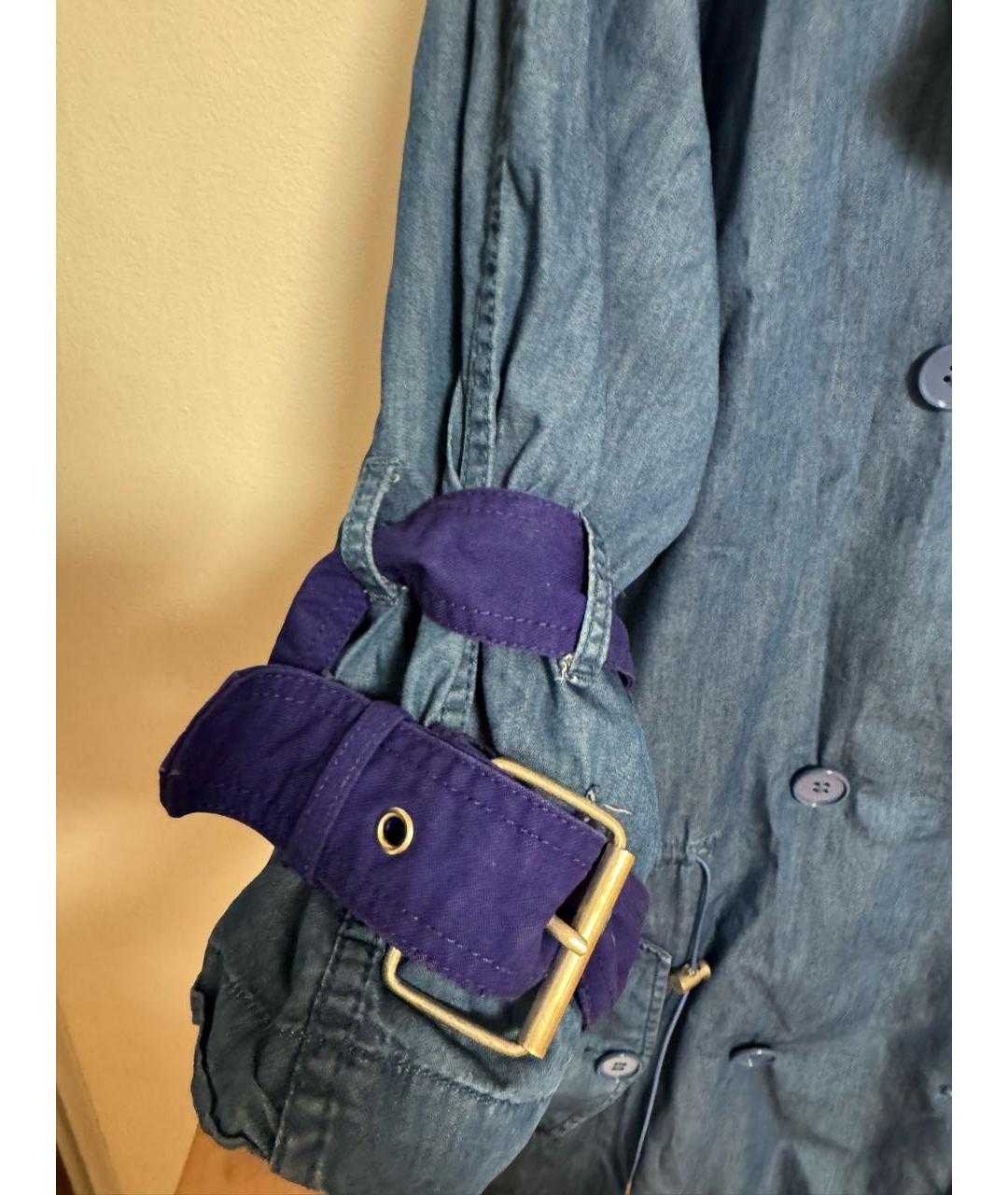 ACNE STUDIOS Голубой хлопковый тренч/плащ, фото 3