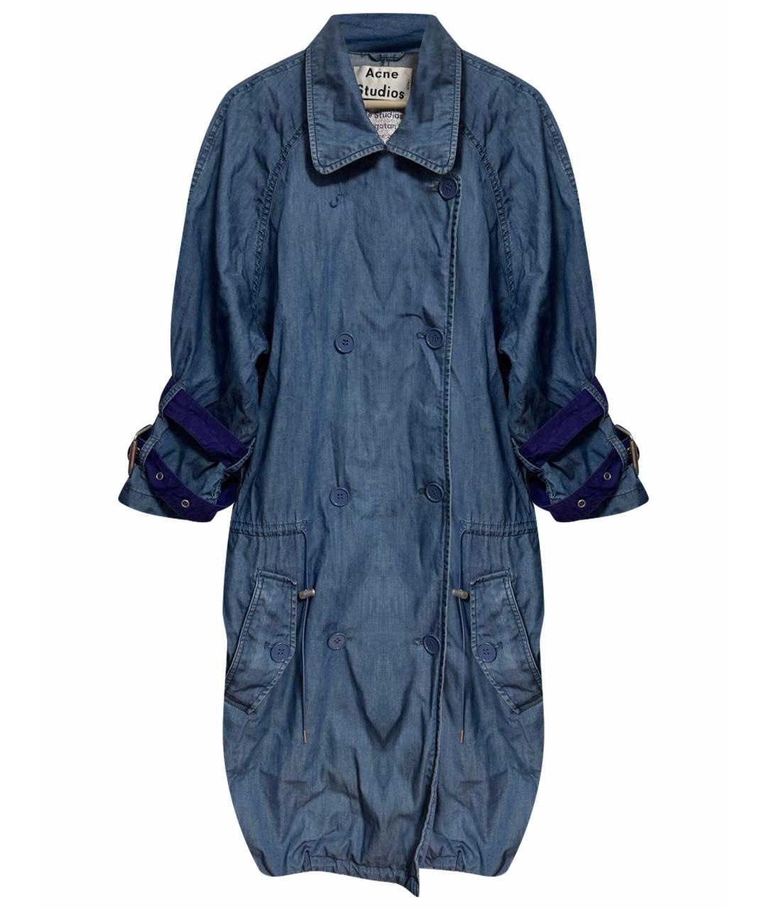 ACNE STUDIOS Голубой хлопковый тренч/плащ, фото 1