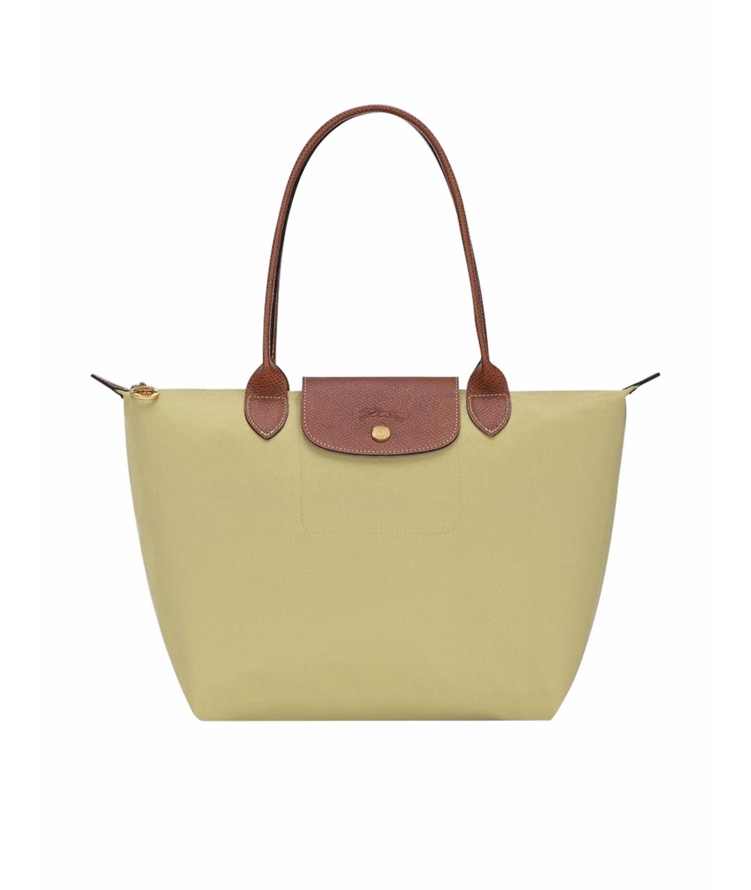 LONGCHAMP Желтая тканевая сумка тоут, фото 1