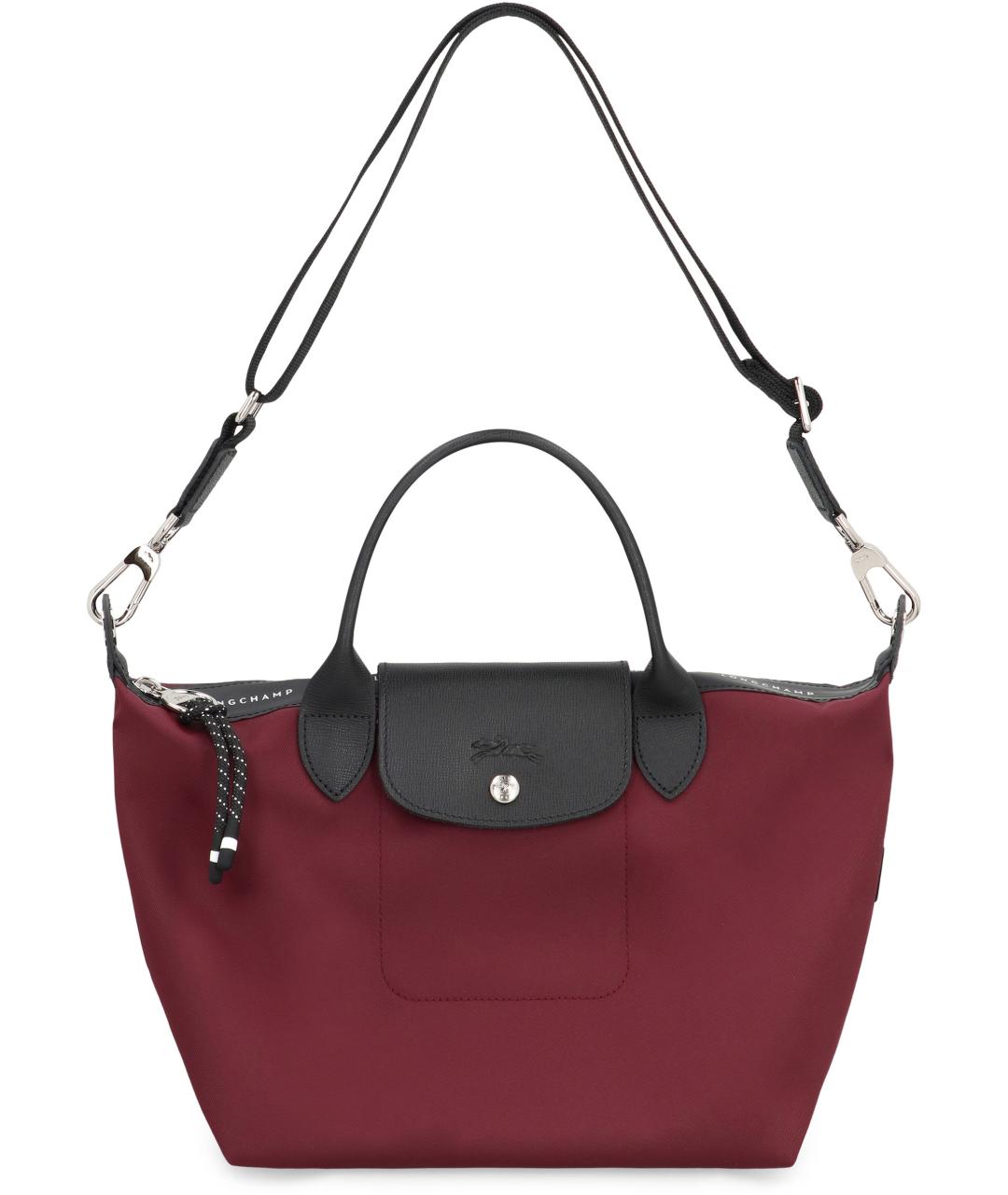 LONGCHAMP Бордовая тканевая сумка с короткими ручками, фото 1