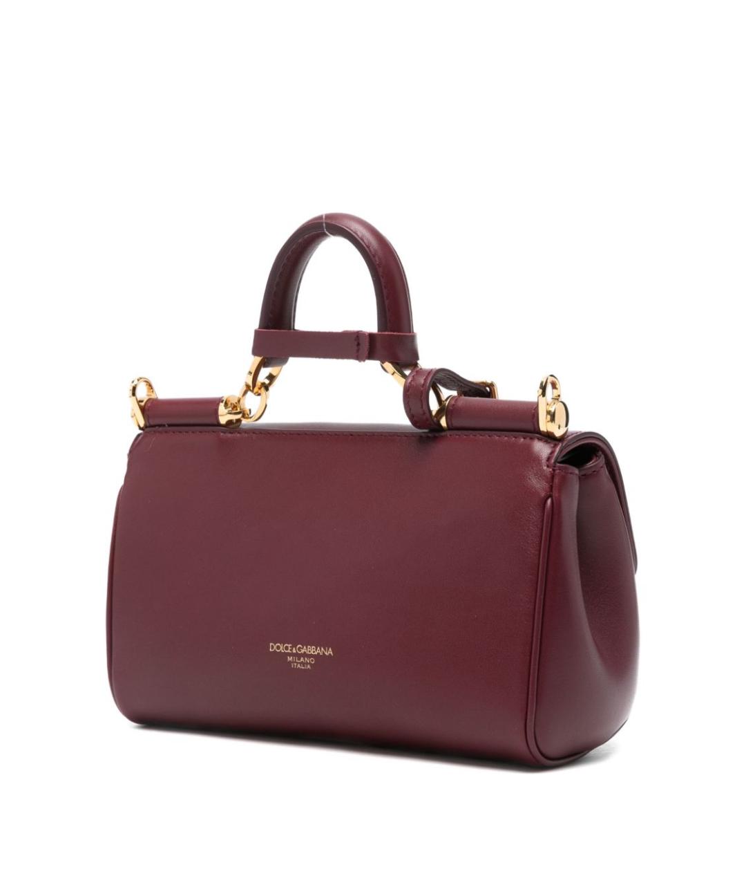 DOLCE&GABBANA Бордовая кожаная сумка тоут, фото 4