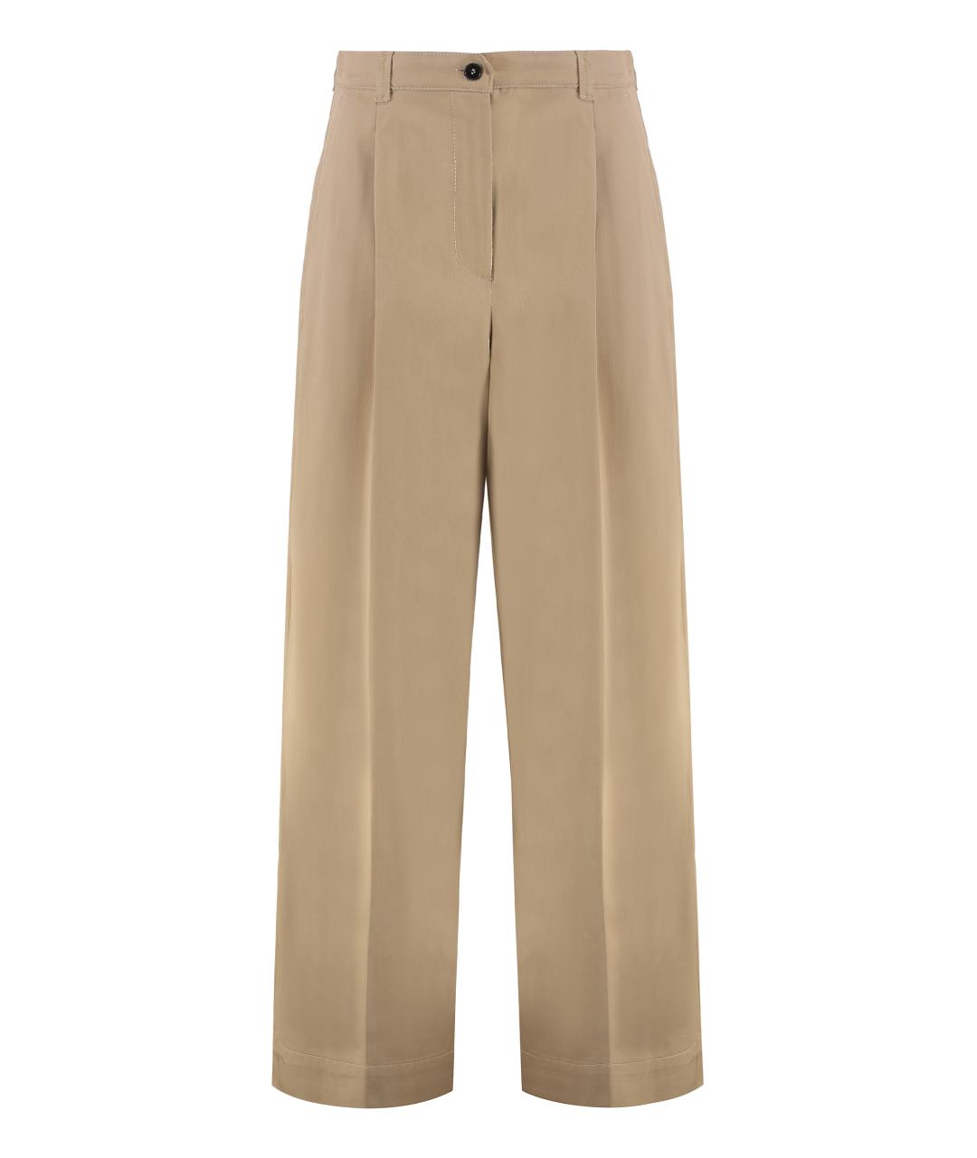 WEEKEND MAX MARA Бежевые хлопковые прямые брюки, фото 1