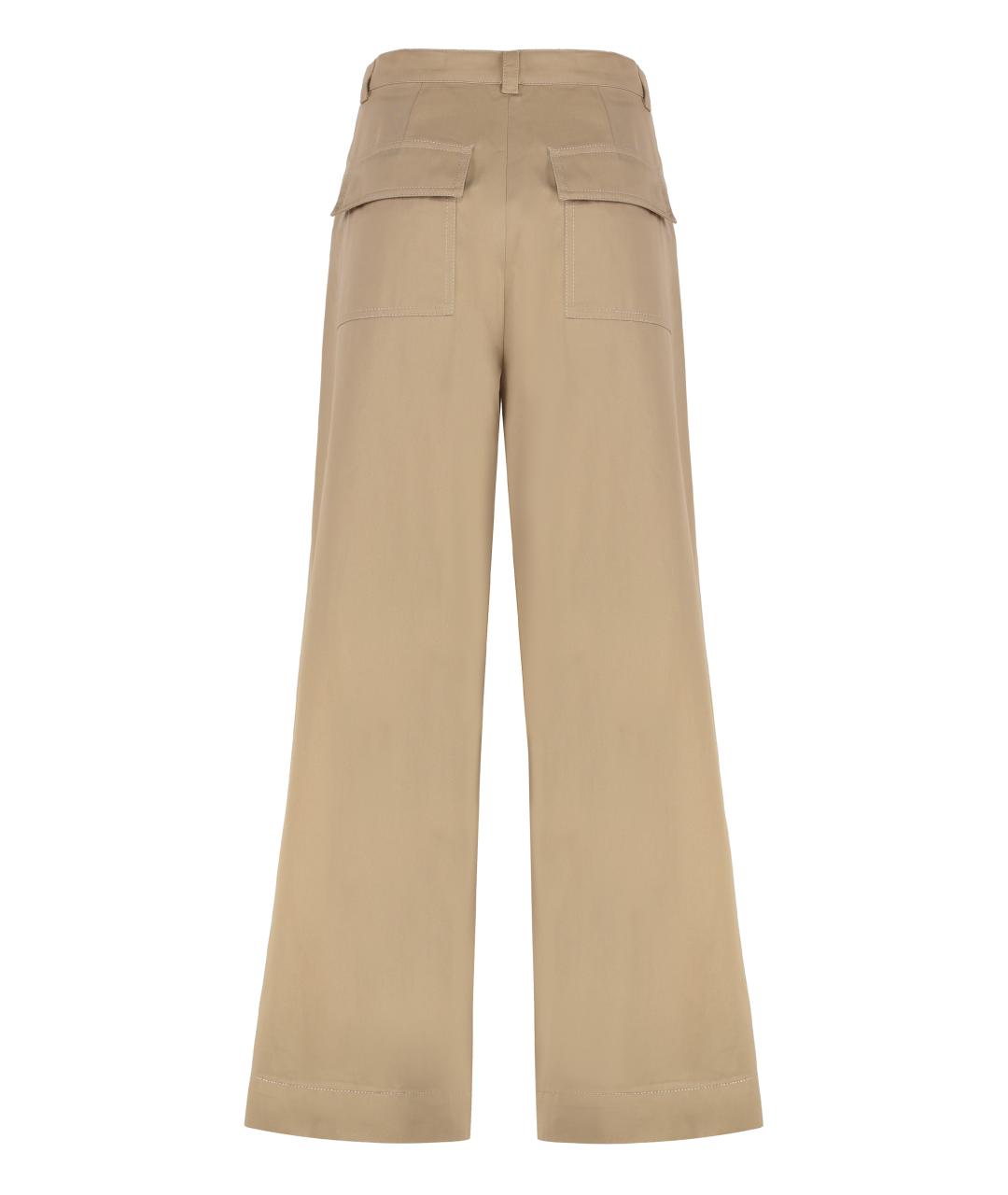 WEEKEND MAX MARA Бежевые хлопковые прямые брюки, фото 2