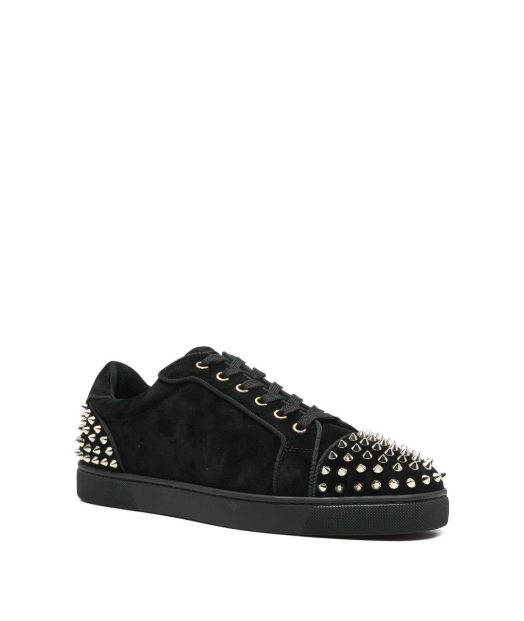 CHRISTIAN LOUBOUTIN Черные замшевые низкие кроссовки / кеды, фото 4