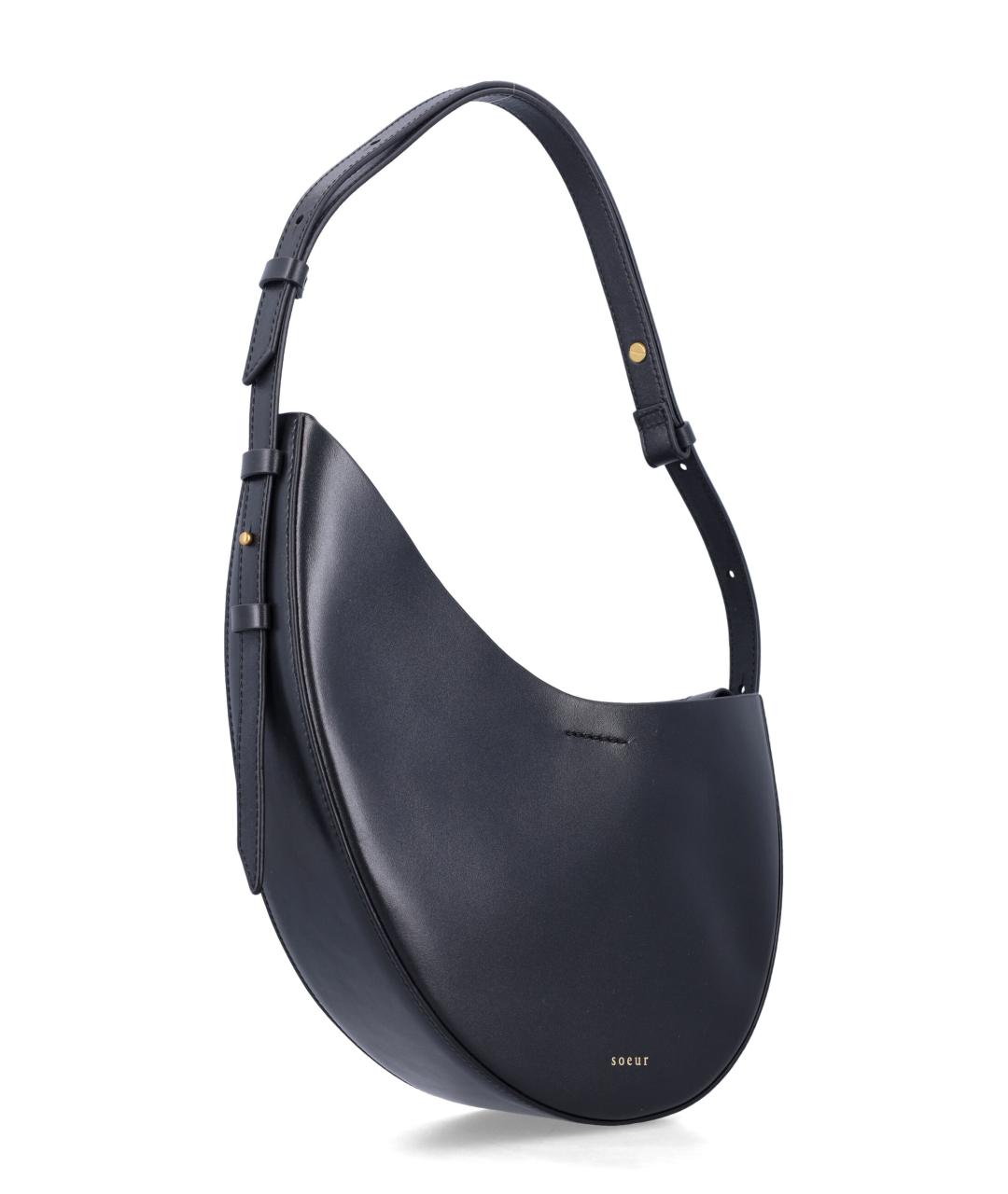 SOEUR Черная кожаная сумка с короткими ручками, фото 2