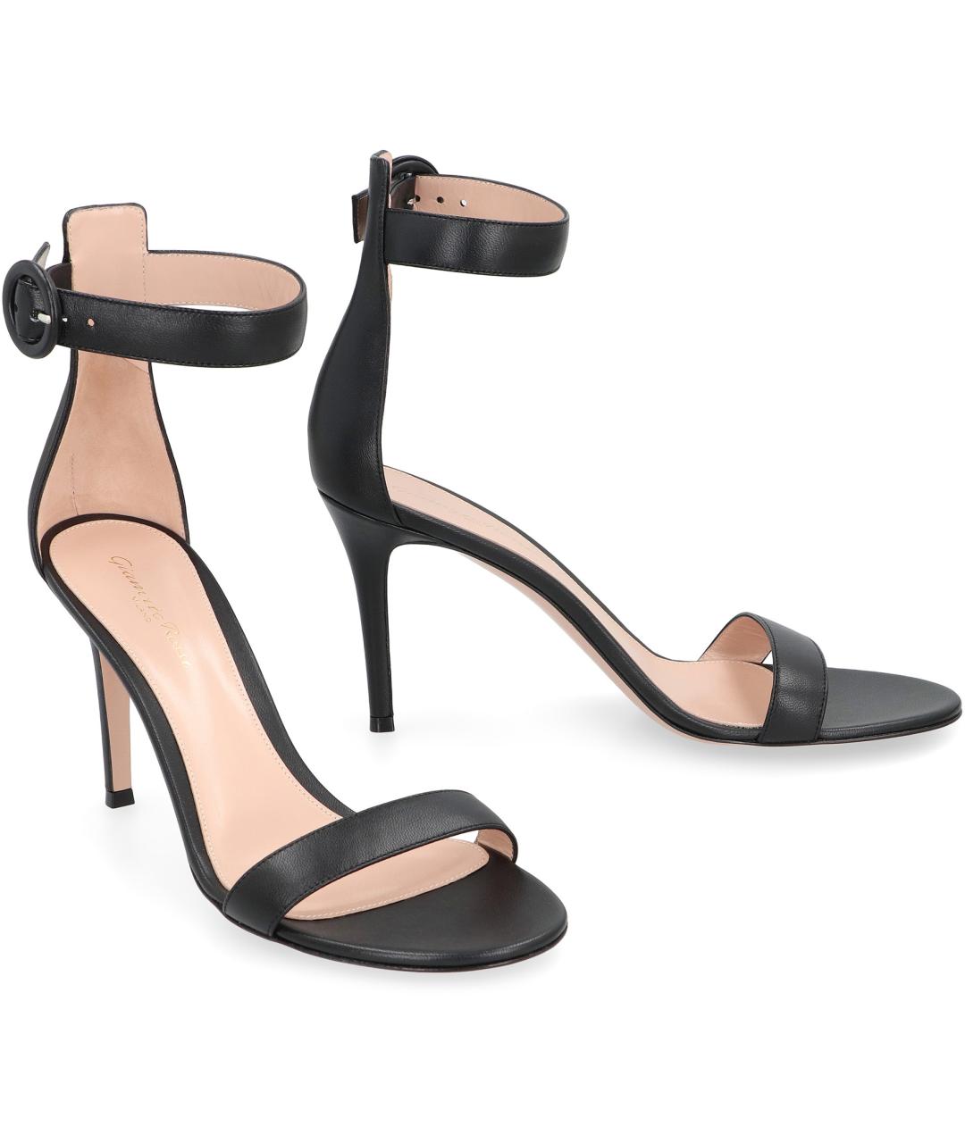 GIANVITO ROSSI Черные кожаные босоножки, фото 2