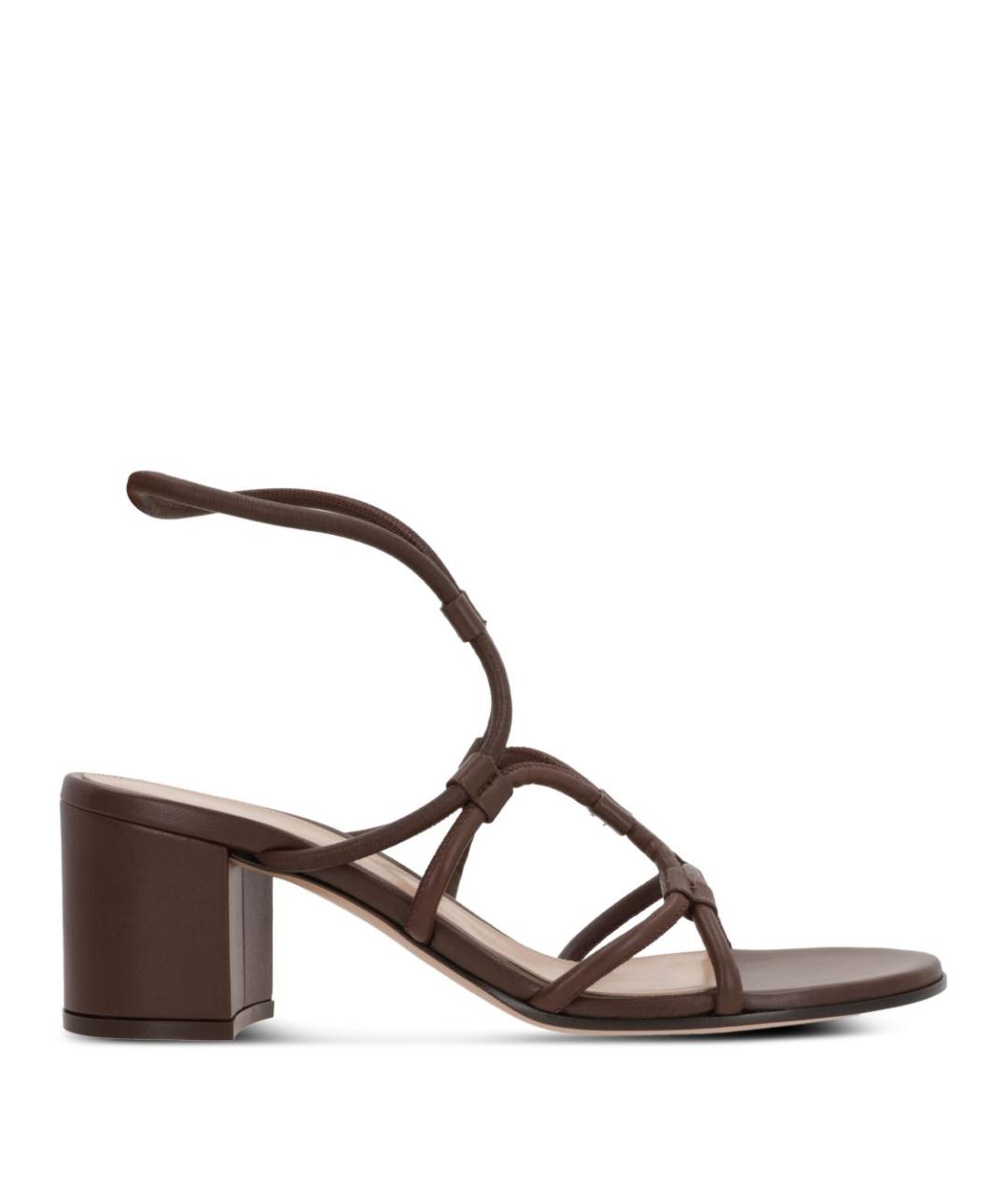 GIANVITO ROSSI Коричневые кожаные босоножки, фото 1